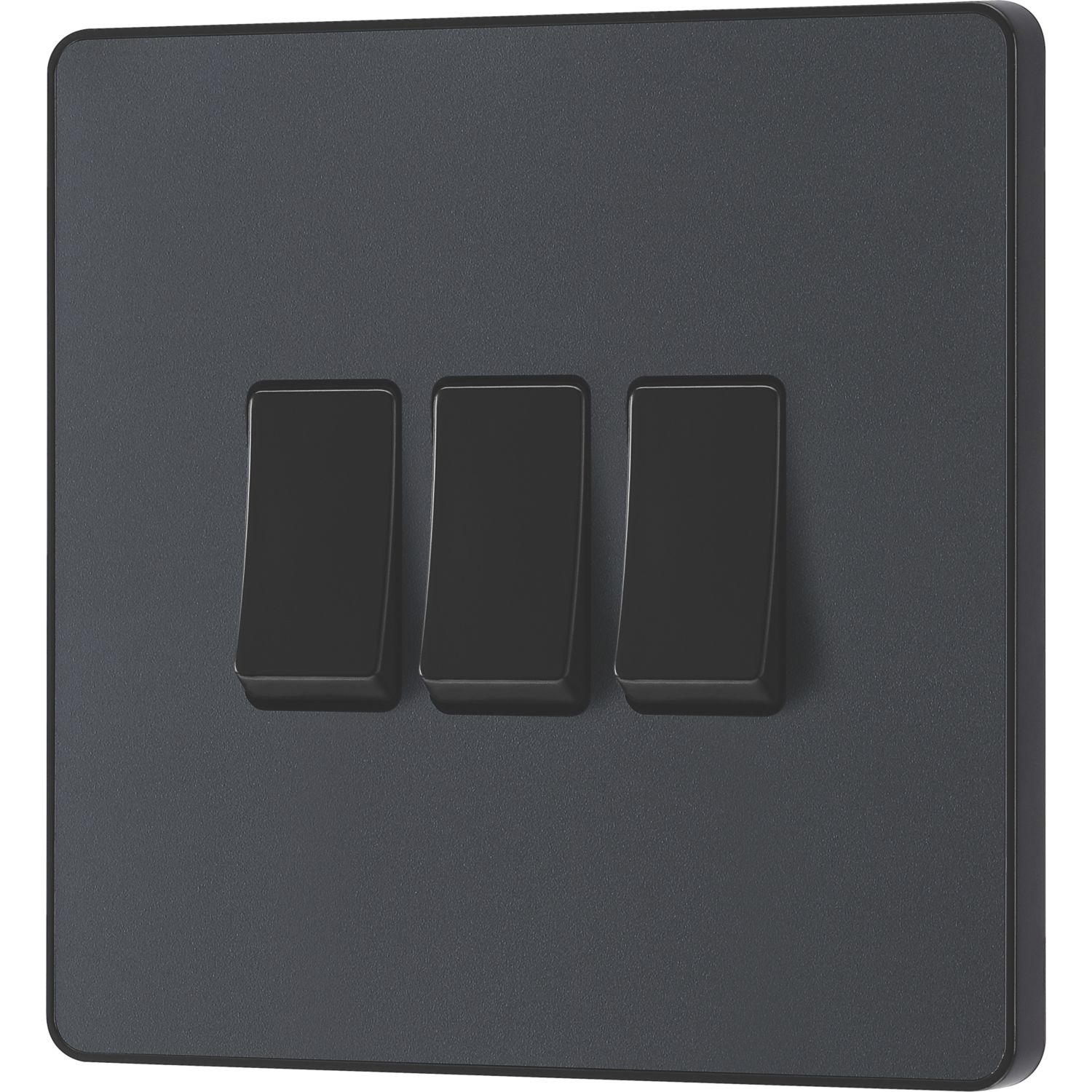 British General Evolve 20 A 16AX 3-Gang 2-Way Light Switch Grey with Black Inserts (512PY)