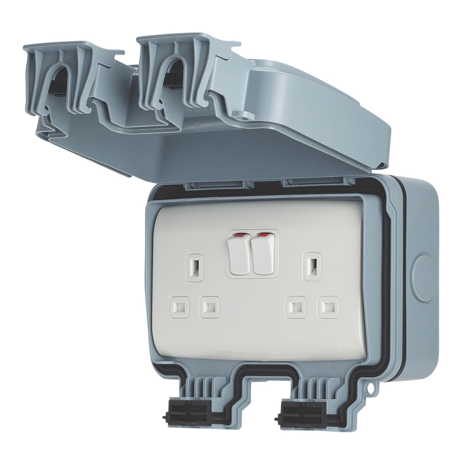 Contactum IP66 13A 2-Gang 2-Pole Weatherproof Outdoor Switched Socket Outlet (512RR)