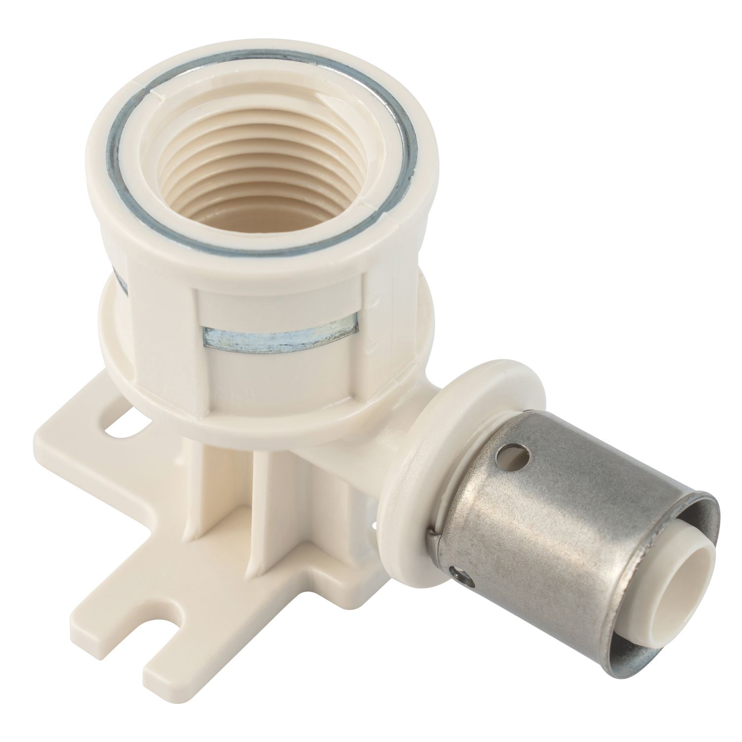 Purmo Plastic Press-Fit Adapting 90° Wall Plate Elbow 1/2" x 16mm (514HP)