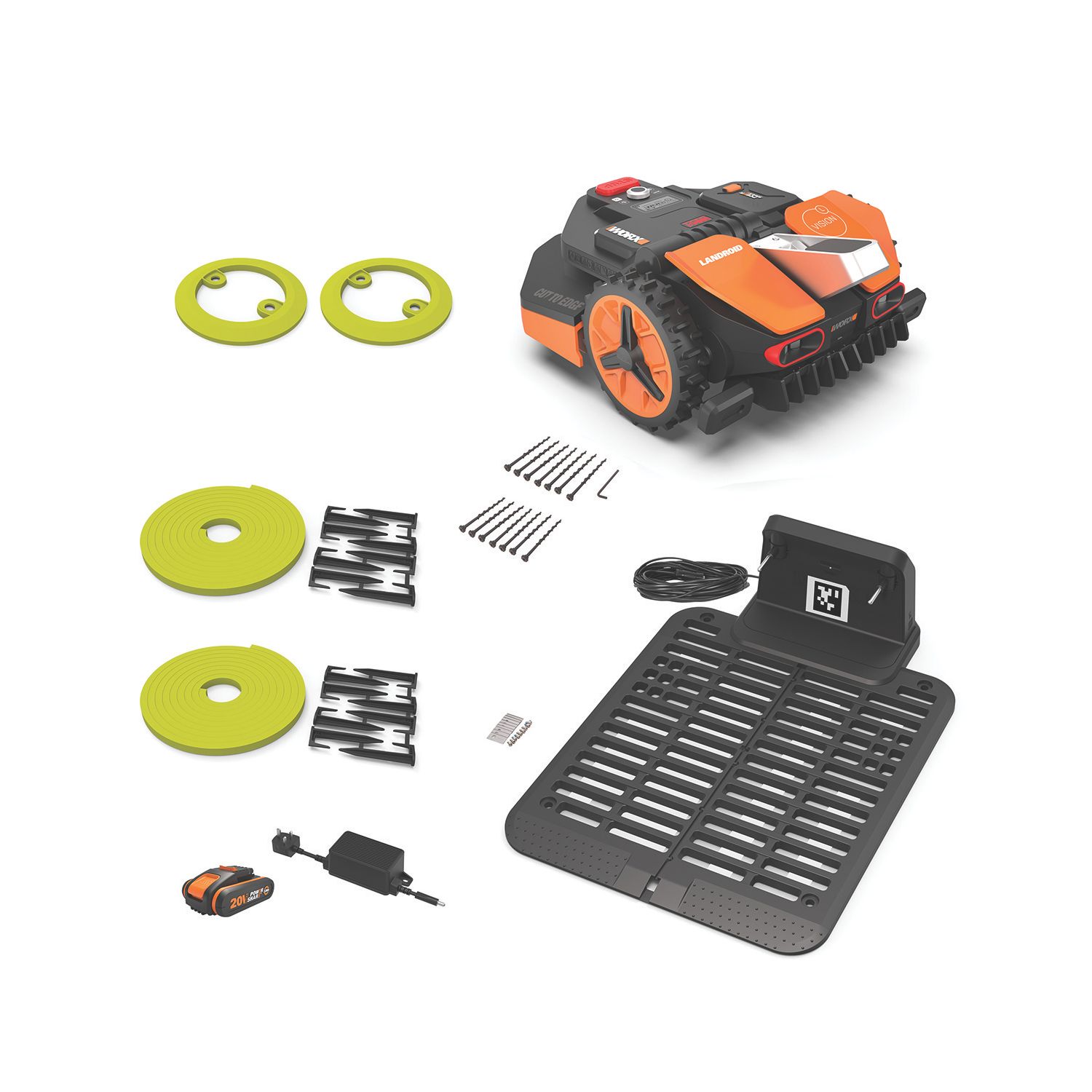 Worx 20V 4.0Ah Li-Ion PowerShare Pro Brushless Cordless 22mm Landroid Vision WR216E L1600 Robotic Lawn Mower (514YU)