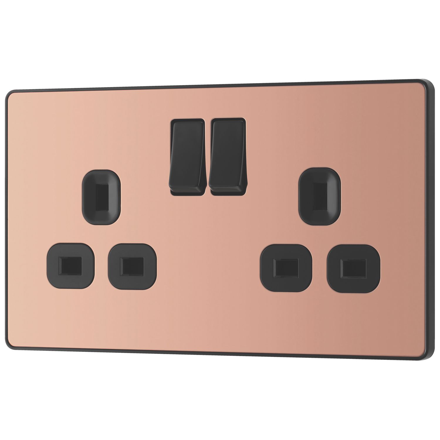 British General Evolve 13A 2-Gang SP Switched Socket Copper with Black Inserts (515RF)