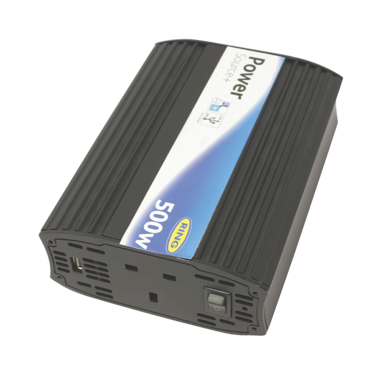 Ring Power Source 500W 15V to 230V Inverter Single Socket + Type A USB Charger (51612)