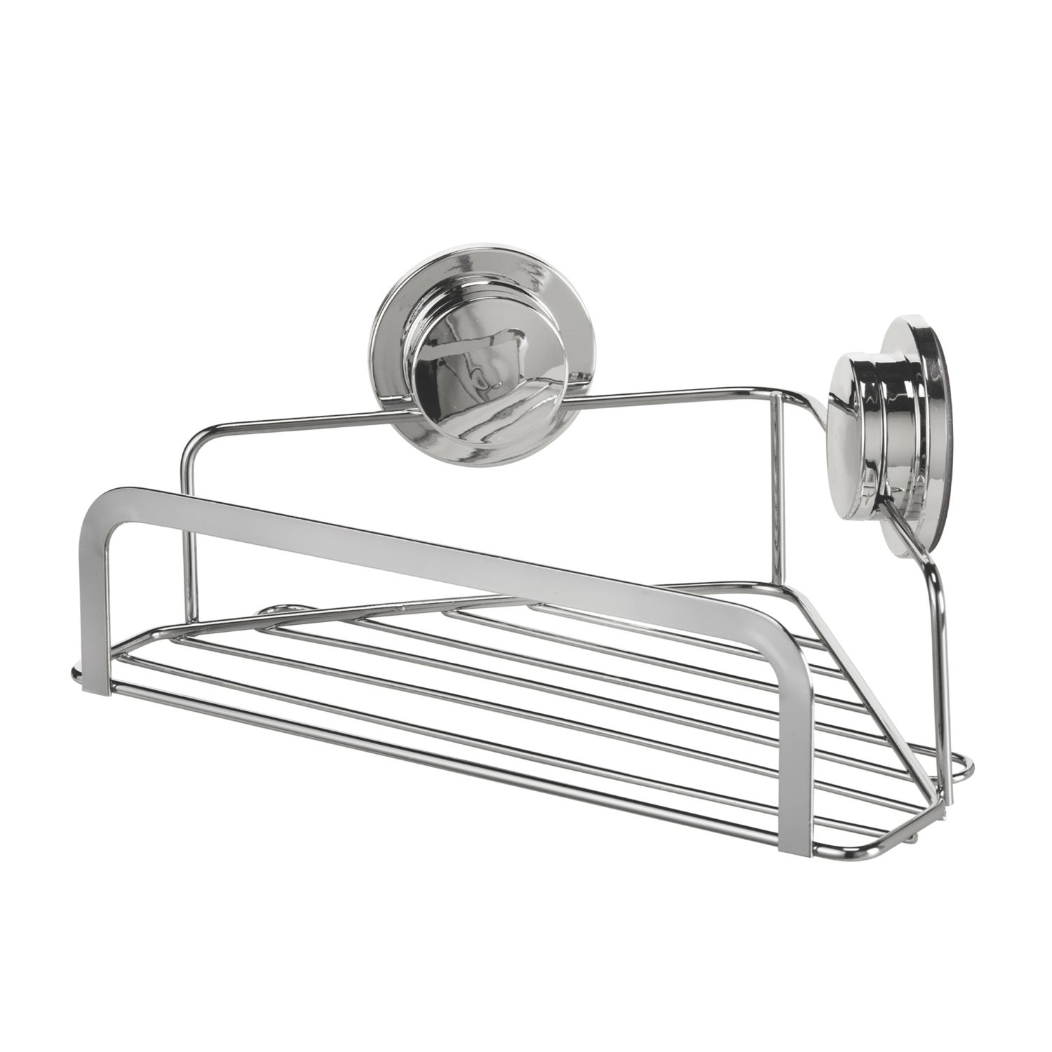 Croydex 1-Tier Stick 'N' Lock Corner Basket Chrome (516JJ)