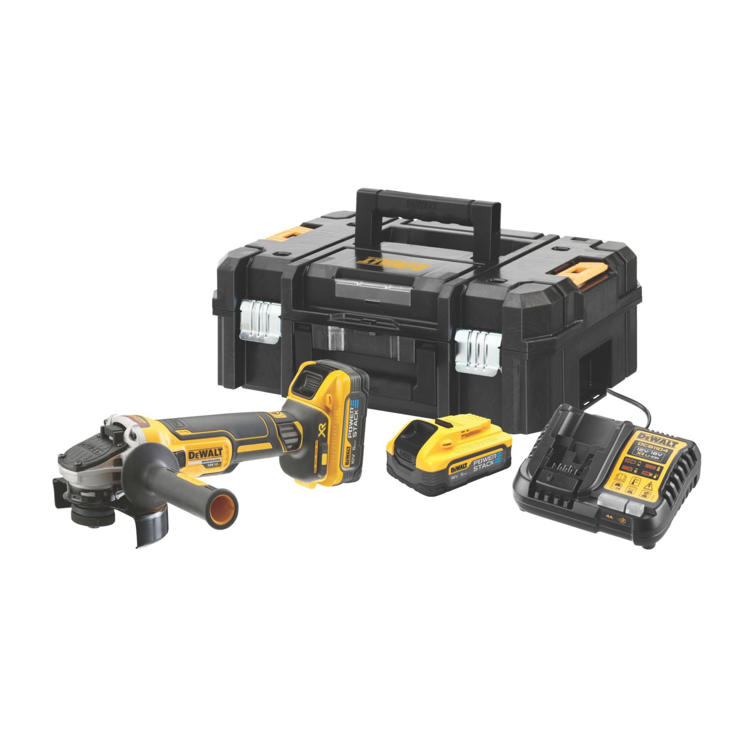 DeWalt DCG409H2T-GB 18V 2 x 5Ah Li-Ion PowerStack 4.92" Brushless Cordless Grinder (516RL)