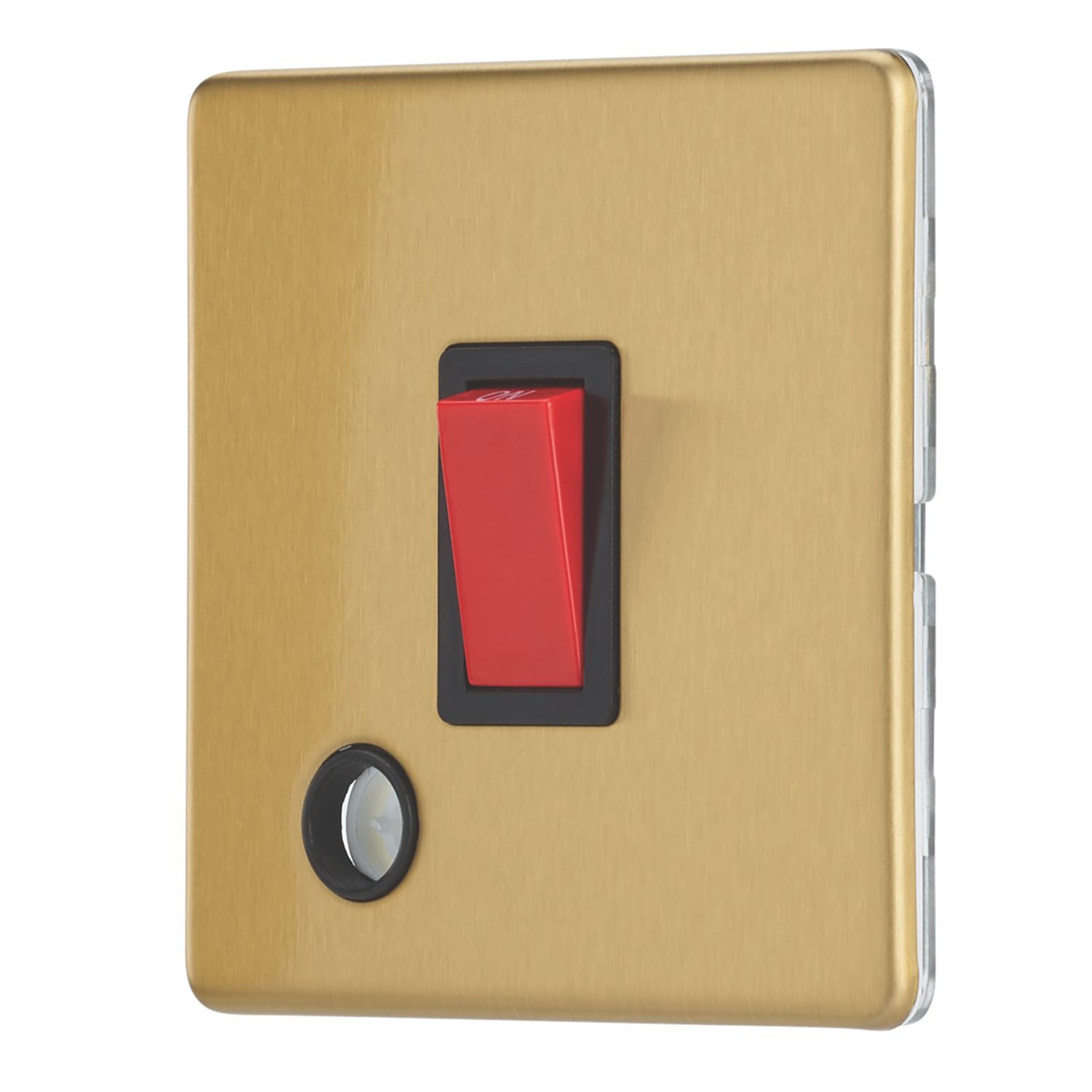 Contactum Lyric 32A 1-Gang DP Control Switch & Flex Outlet Brushed Brass with Black Inserts (517RP)