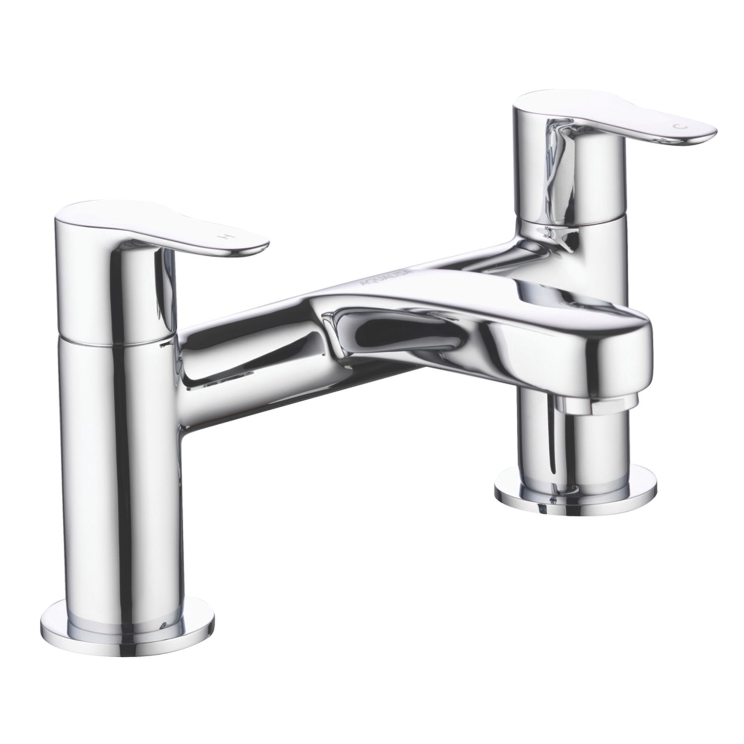 Aqualisa Central Chrome 123mm Deck Mounted Lever 2 Tap Holes Bath Pillar Tap (518AJ)