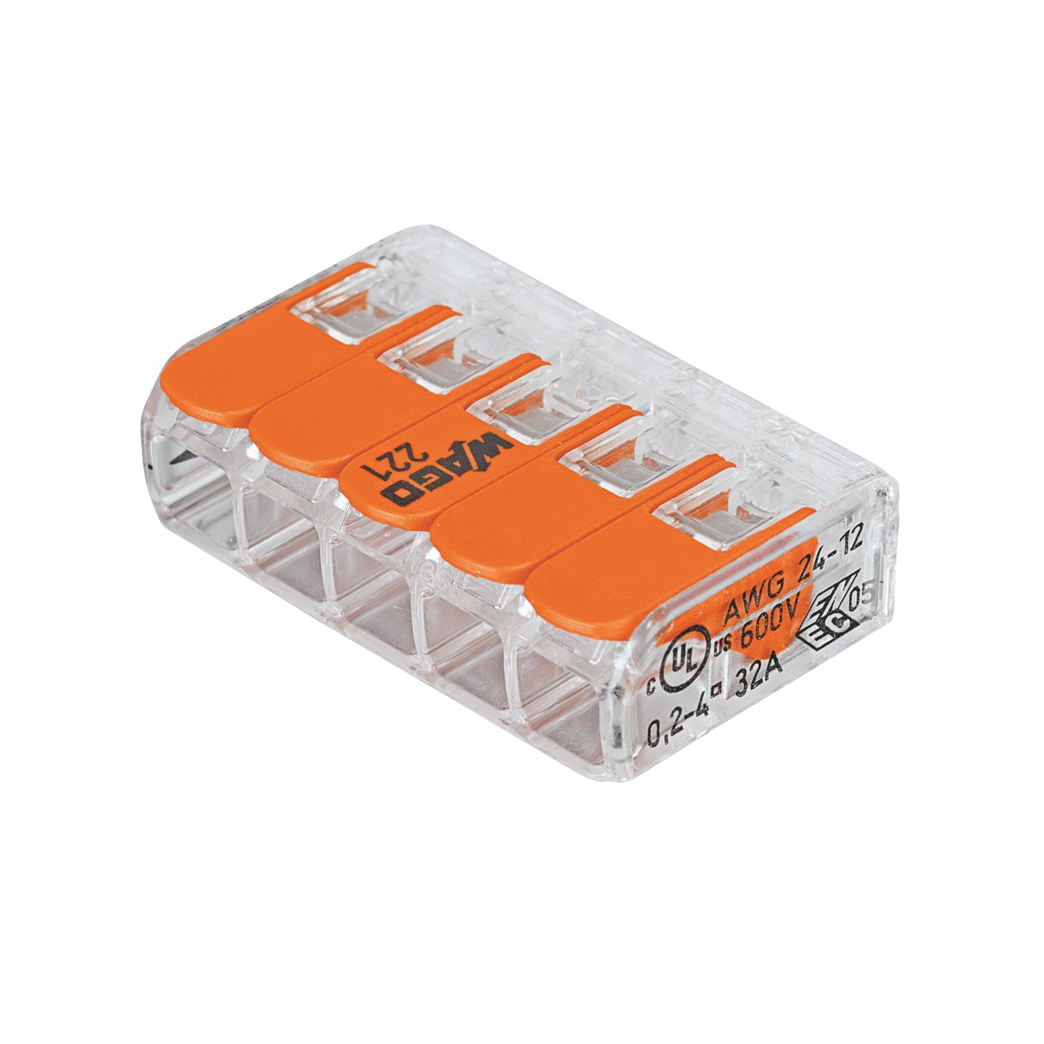 Wago 221-415 32A 5-Way Lever Connectors 25 Pack (5201R)