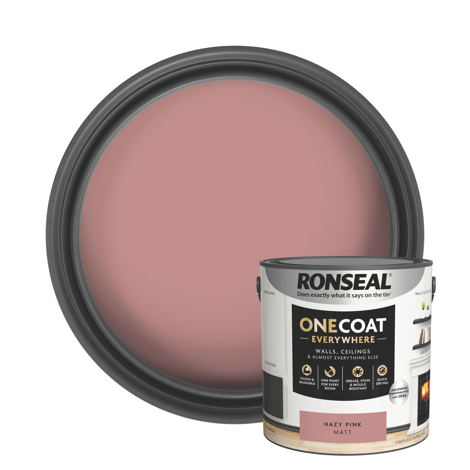 Ronseal 2.5Ltr Hazy Pink Matt Emulsion Multi Surface Paint (520CE)