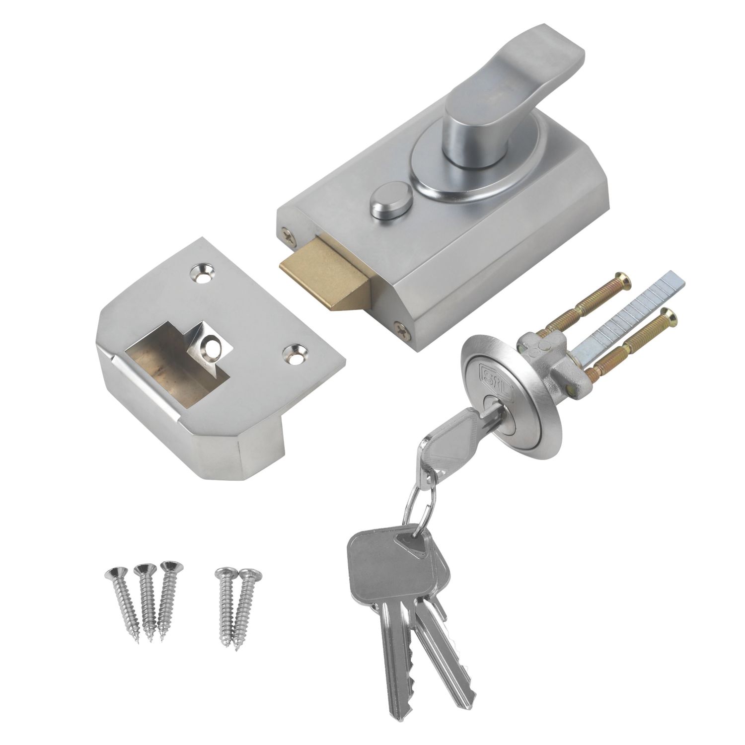 Smith & Locke Deadlock Night Latch Satin Chrome 60mm Backset (5217J)
