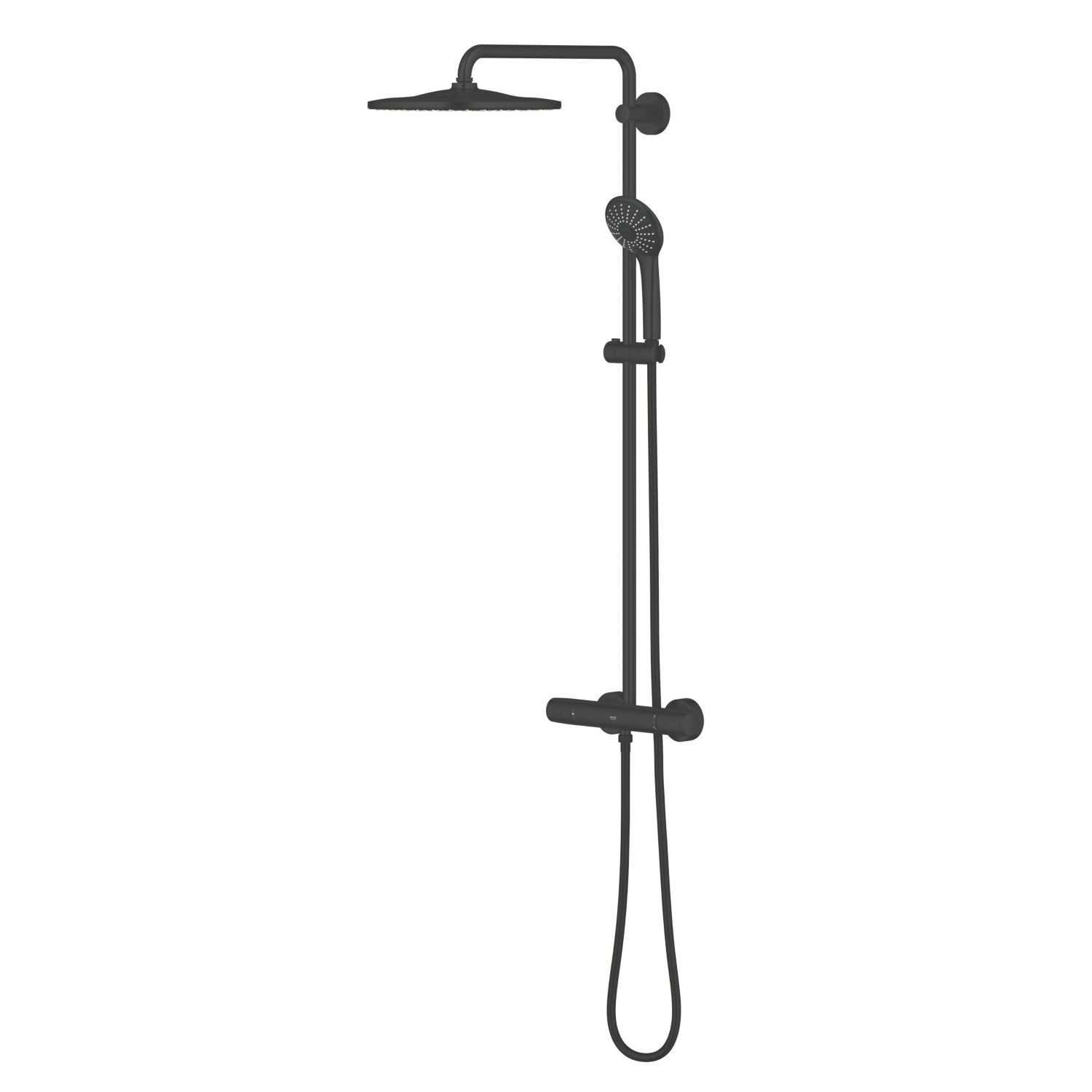 Grohe Vitalio Joy System 310 HP Rear-Fed Exposed Matt Black Thermostatic Shower System (521AM)