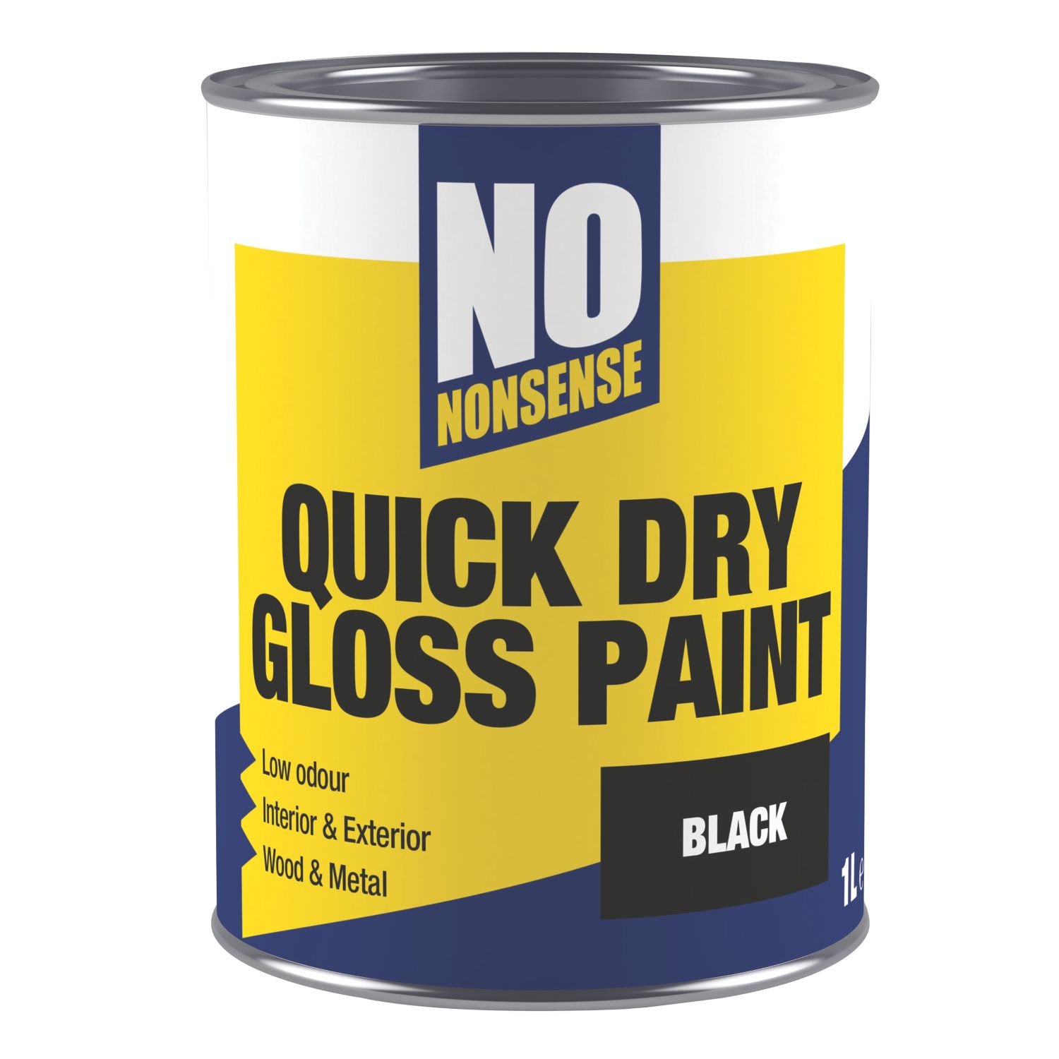 No Nonsense 1Ltr Black Gloss Water-Based Trim Paint (5233X)