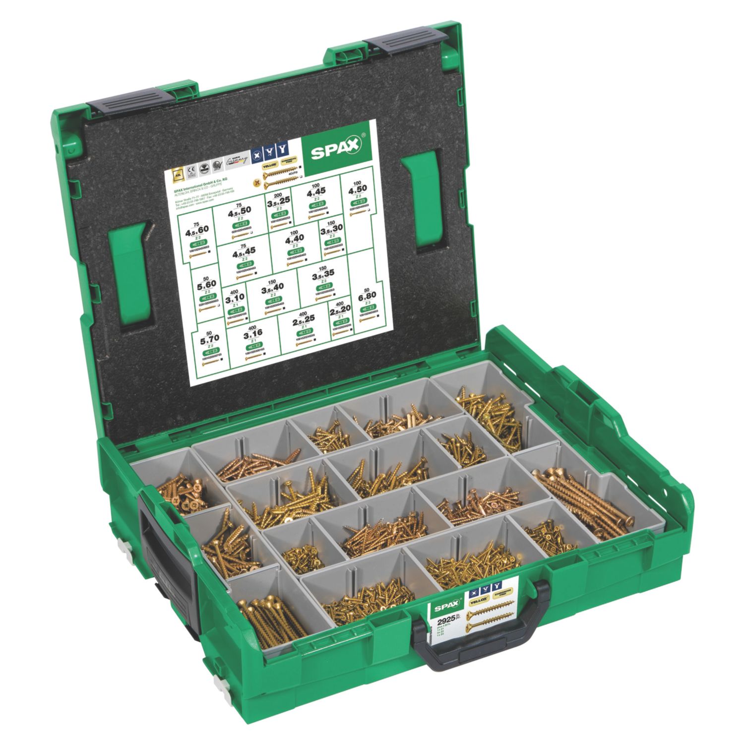 Spax L-BOXX PZ Countersunk Assortment Trade Case 2930 Pieces (523VA)