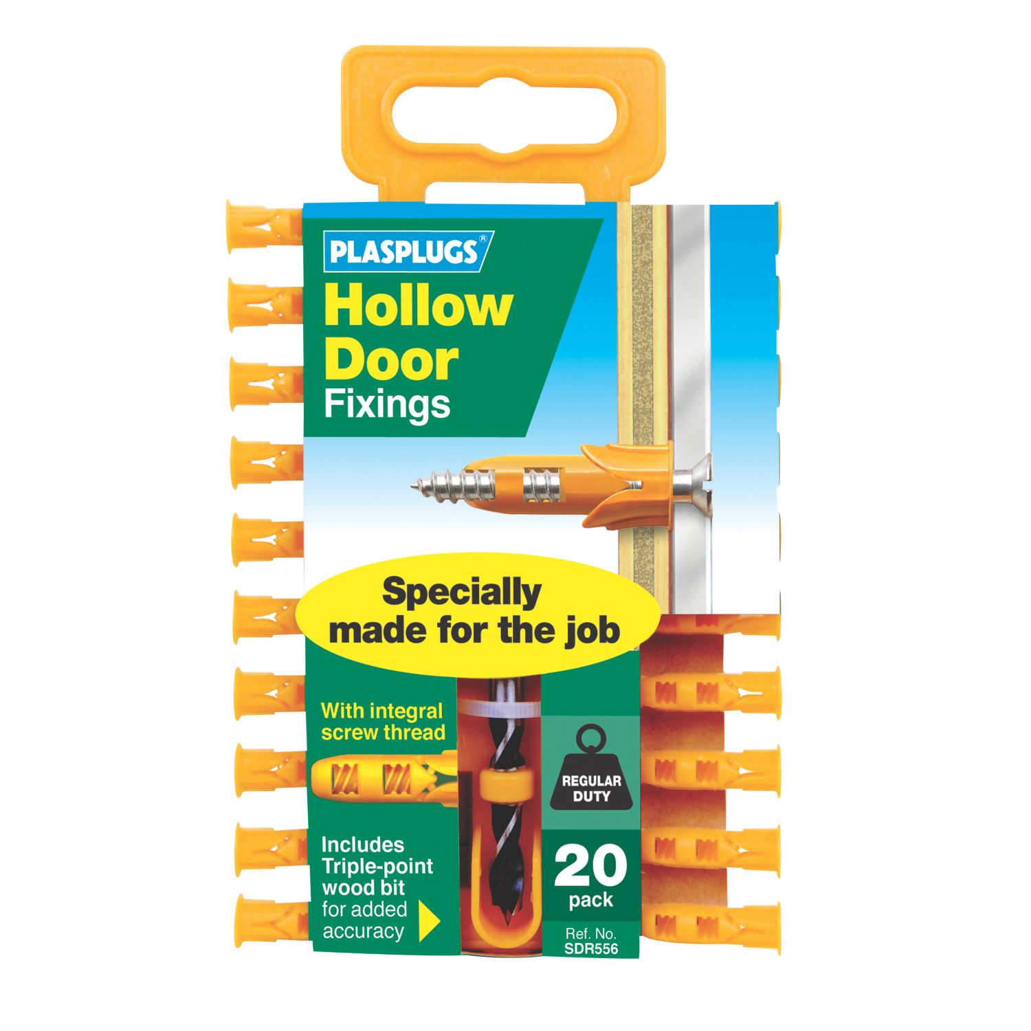 Plasplugs Hollow Door Hollow Door Fixings 6mm x 23mm 20 Pack (5255K)