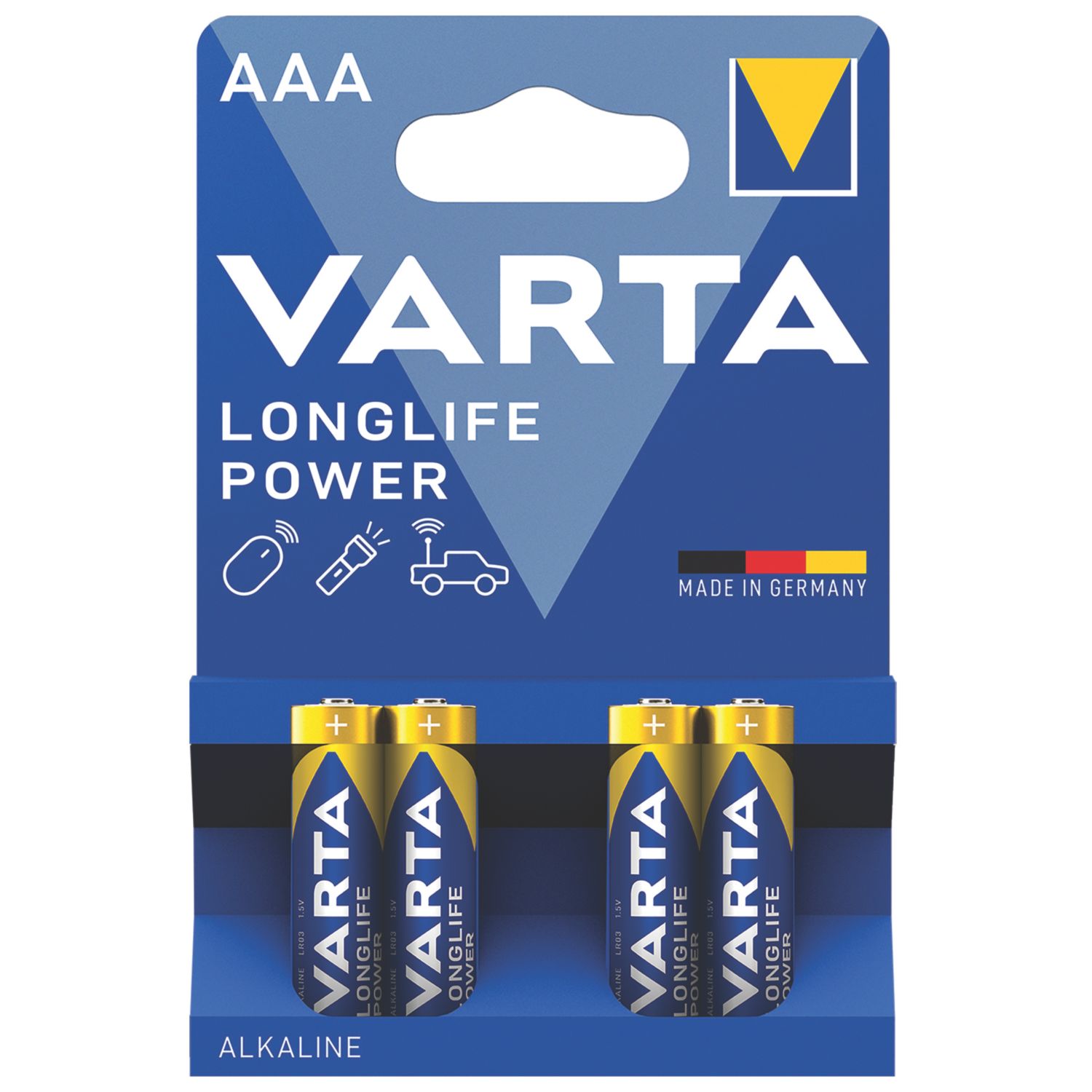 Varta Longlife Power AAA 1.5V Alkaline High Energy Batteries 4 Pack (5259K)