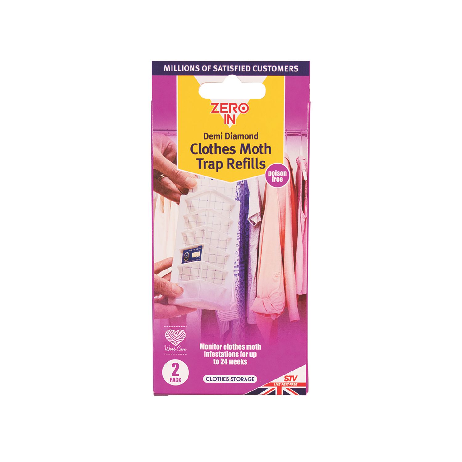 Zero In Clothes Moth Pheromone Monitoring Trap Refills 38g 2 Pack (525KH)