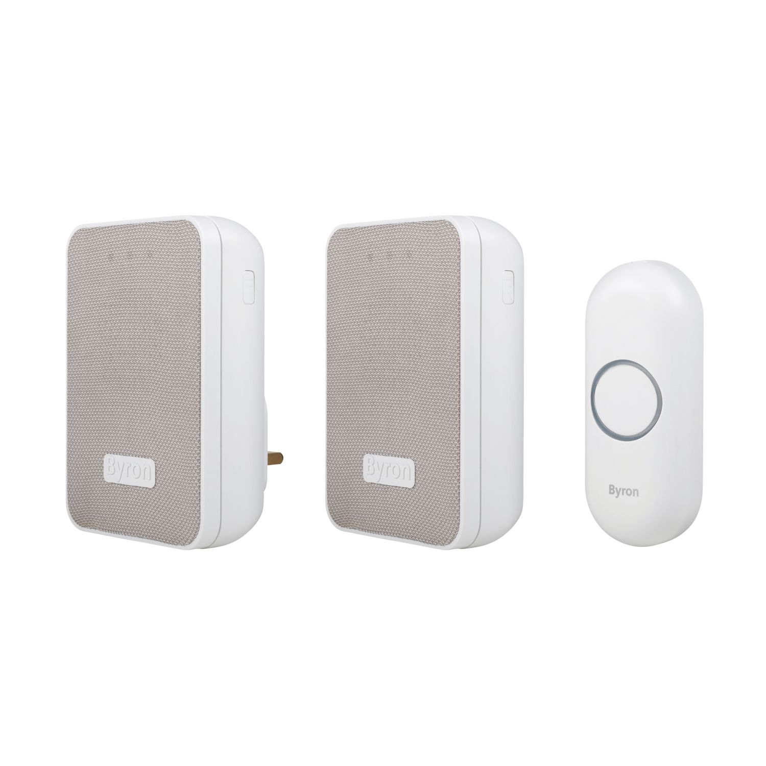 Byron DBY-22324UK Battery-Powered Wireless Portable & Plug-In Doorbells White/Grey 2 Pack (525KJ)