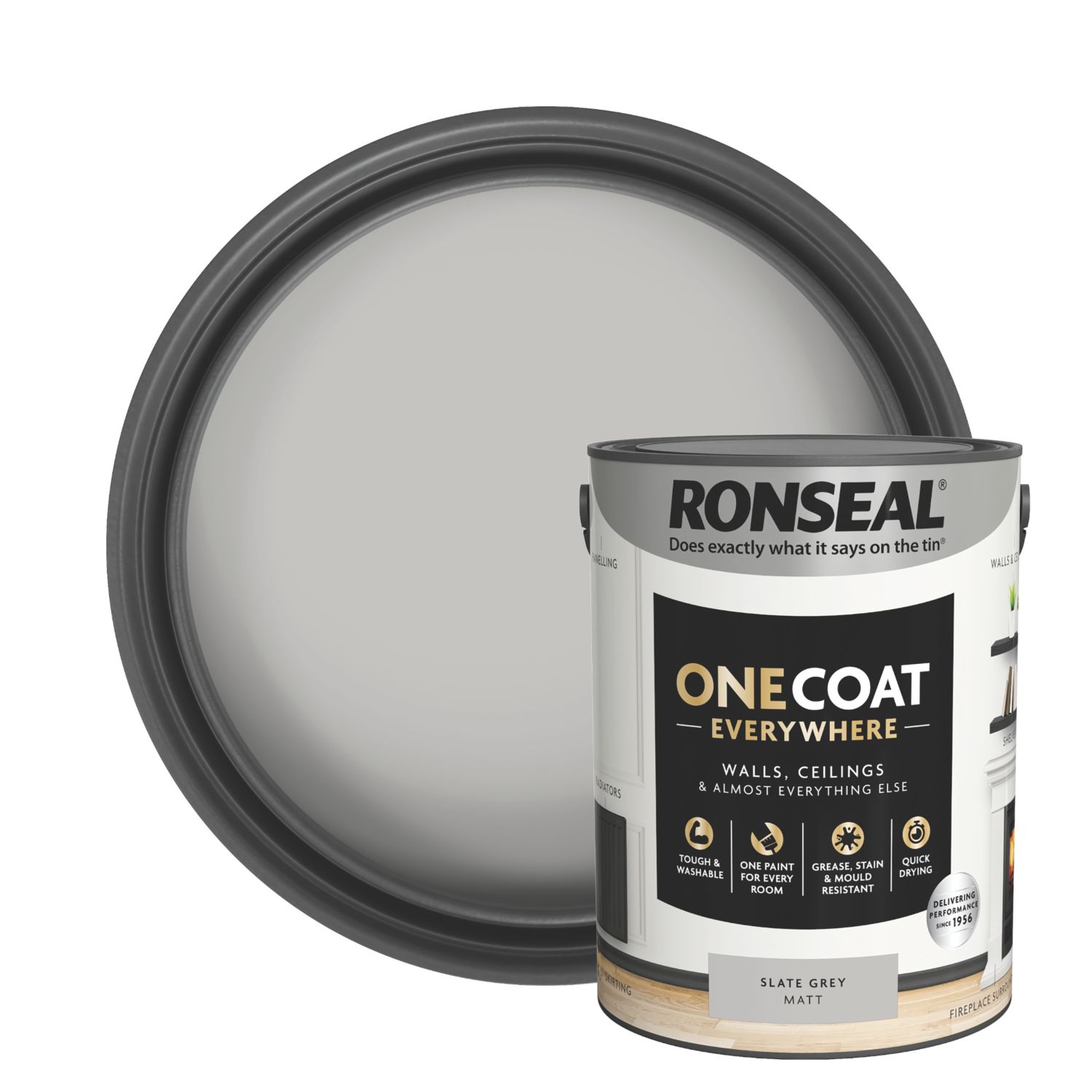 Ronseal 5Ltr Slate Grey Matt Emulsion Multi Surface Paint (526CE)