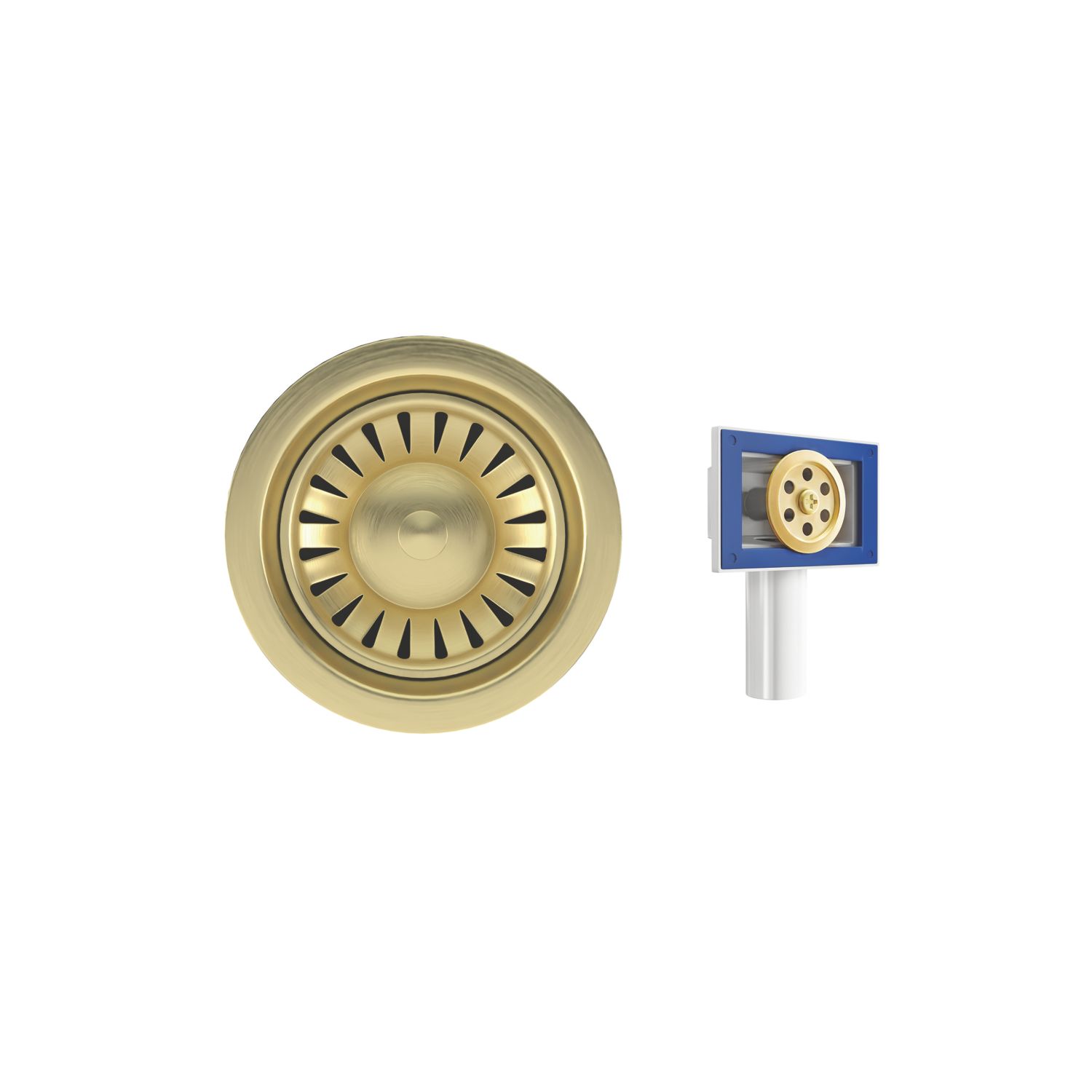 ETAL Sink Strainer Waste with Overflow Brushed Brass 90mm (527VN)