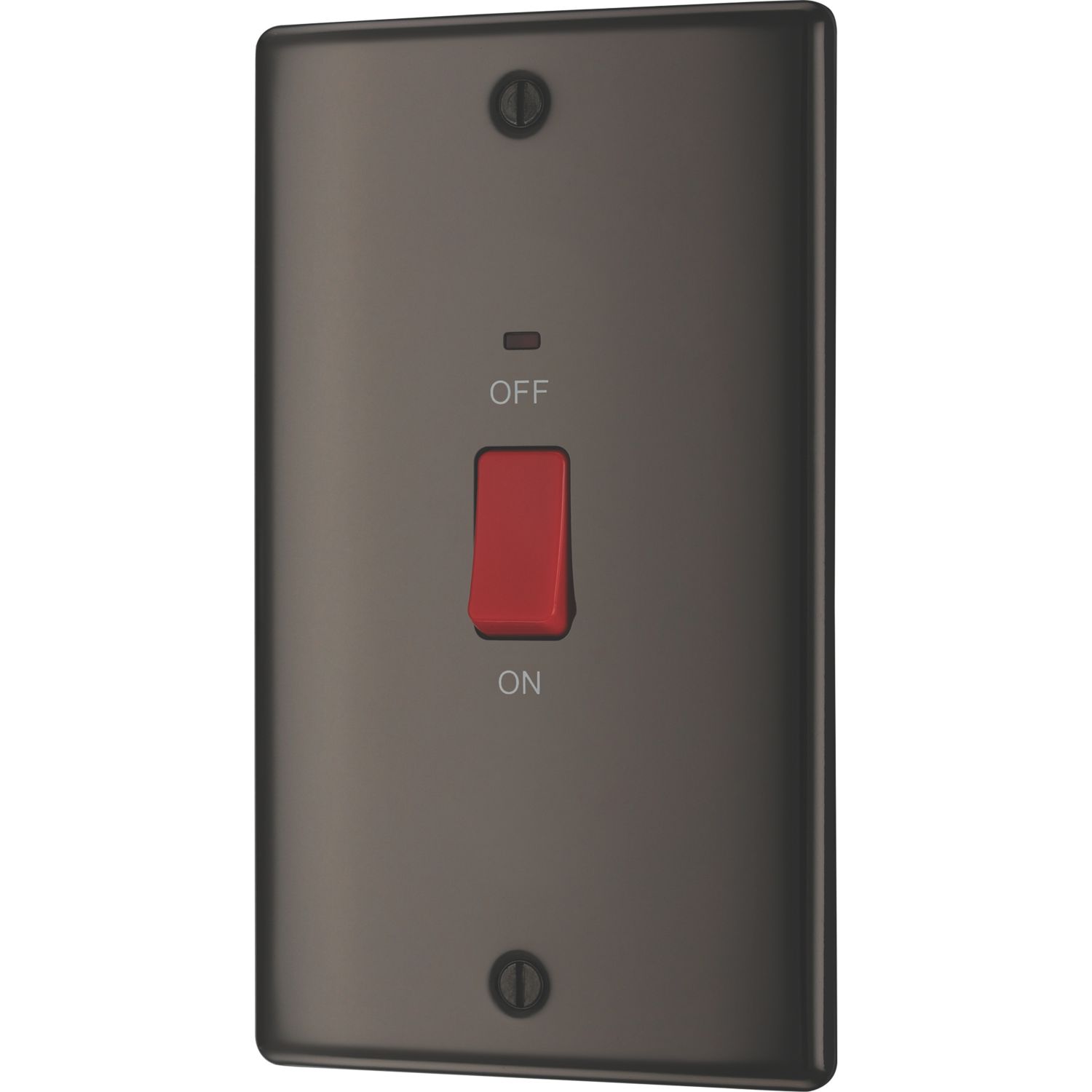 British General Nexus Metal 45A 1-Gang DP Cooker Switch Black Nickel with LED (528HK)