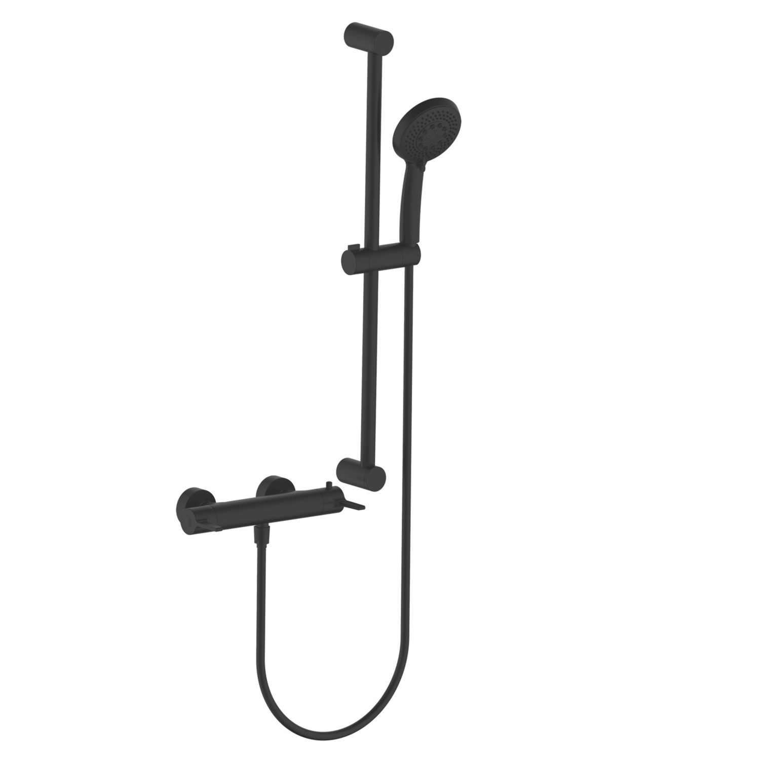Ilovik Rear-Fed Exposed Matt Black Thermostatic Shower Kit (528VE)