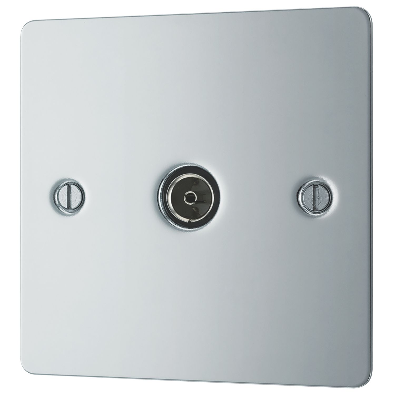 LAP 1-Gang Female Coaxial TV Socket Polished Chrome (52993)