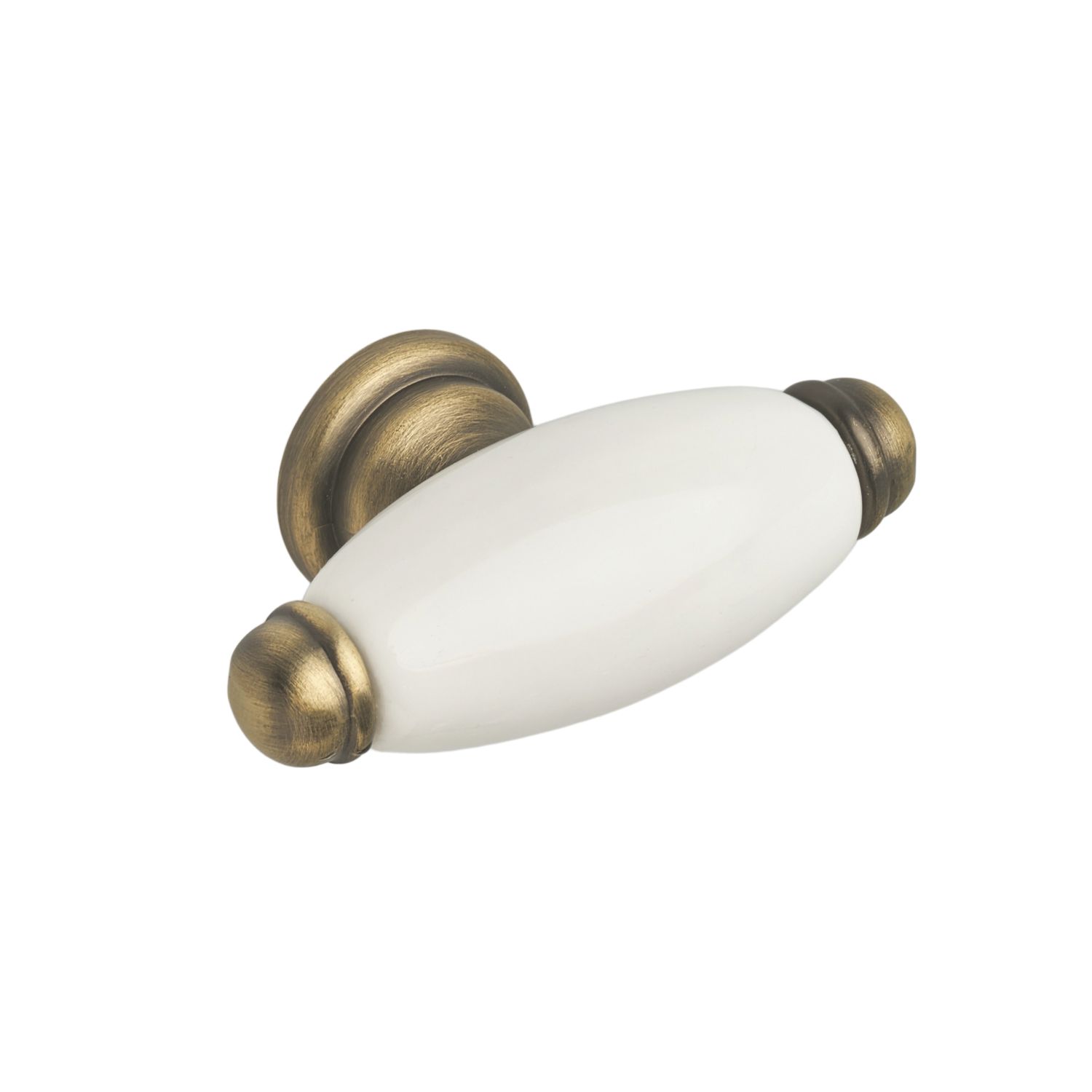 Elite Knobs & Handles Hampstead Porcelain Cabinet Knob Antique Brass 60mm (529KK)