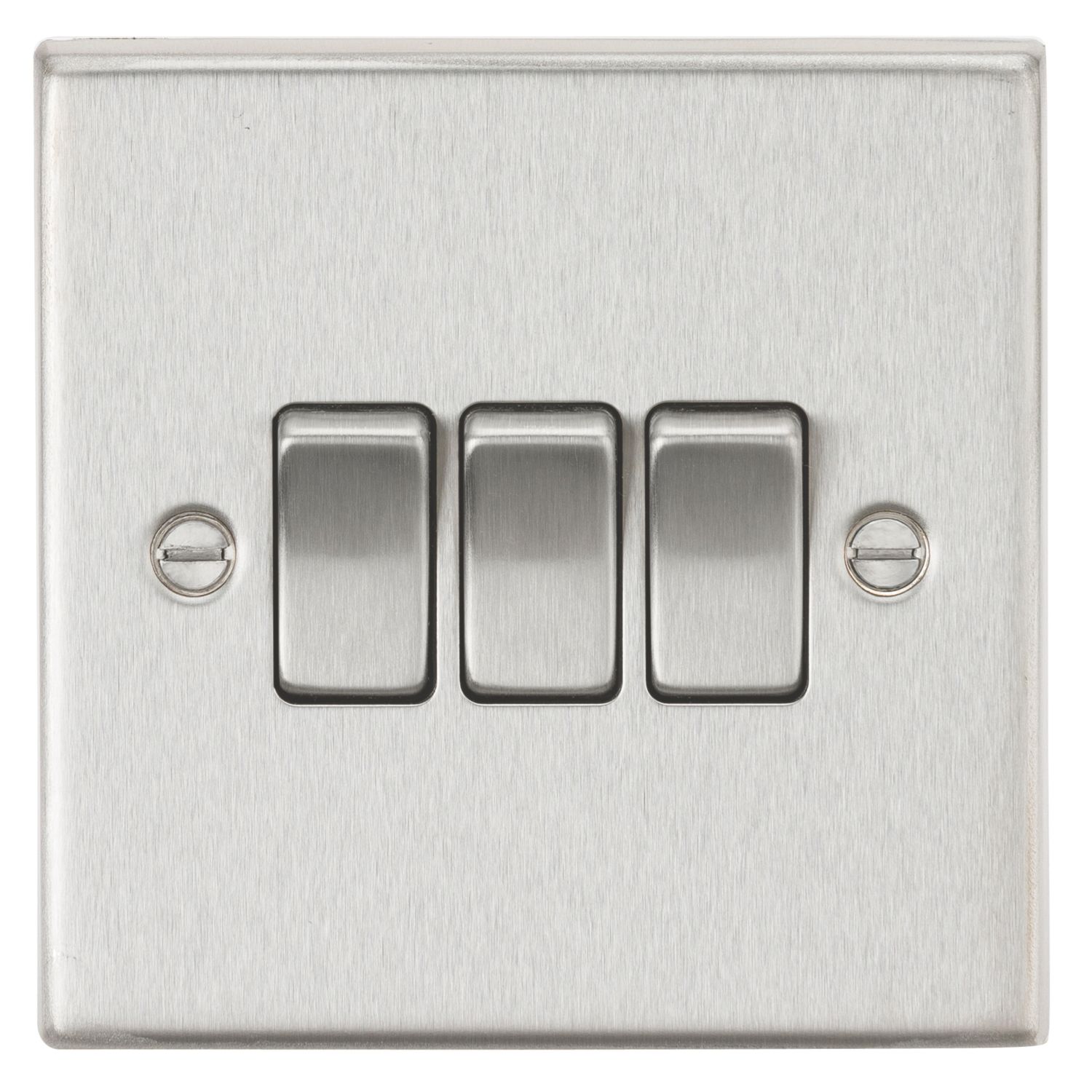Knightsbridge 10AX 3-Gang 2-Way Light Switch Brushed Chrome (529TX)