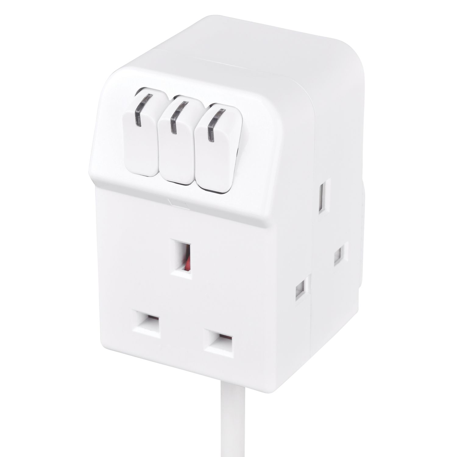 Masterplug 13A 3-Gang Switched Extension Lead White 2m (530JR)