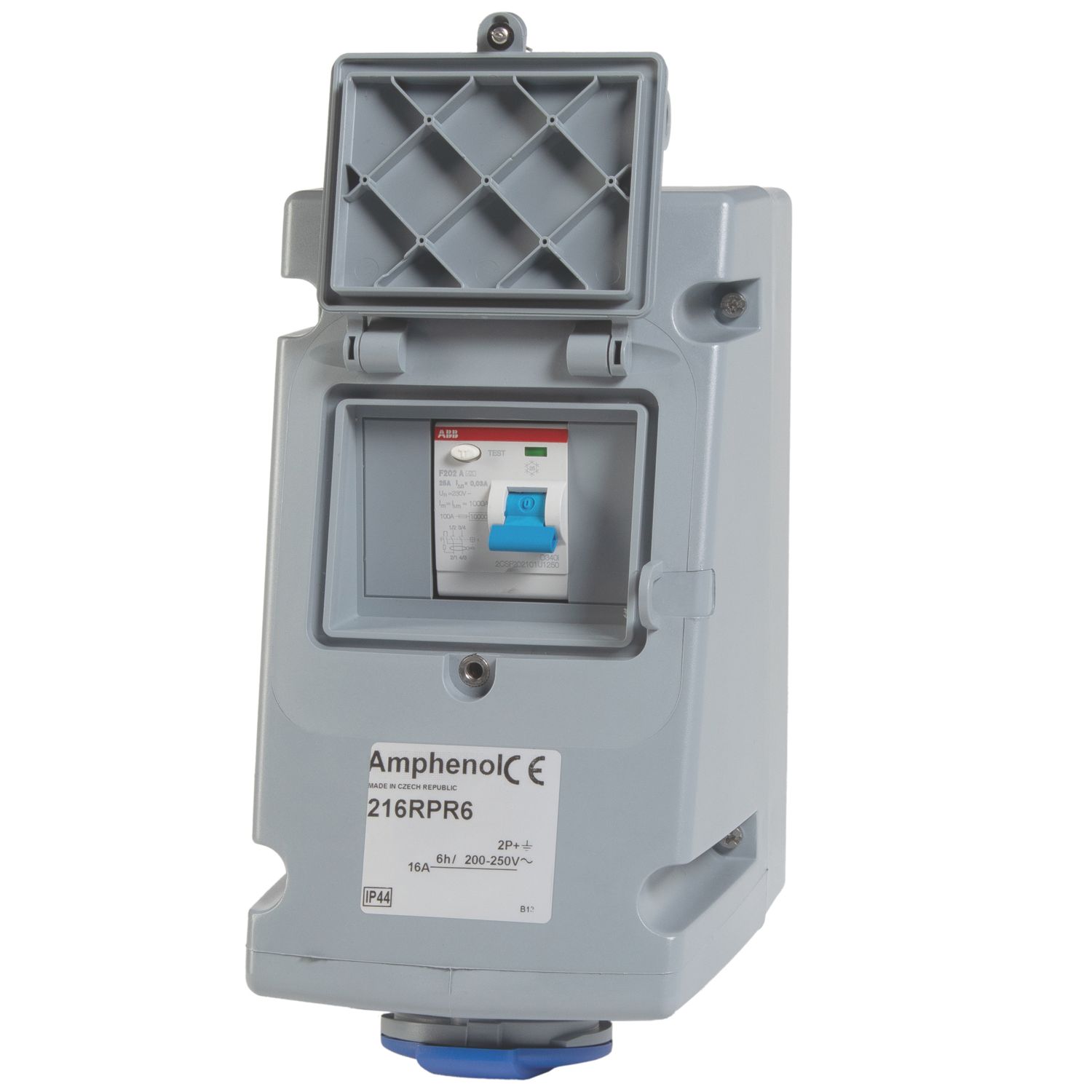 Amphenol 16A 2P+E Socket with 25A RCD 250V (5348F)