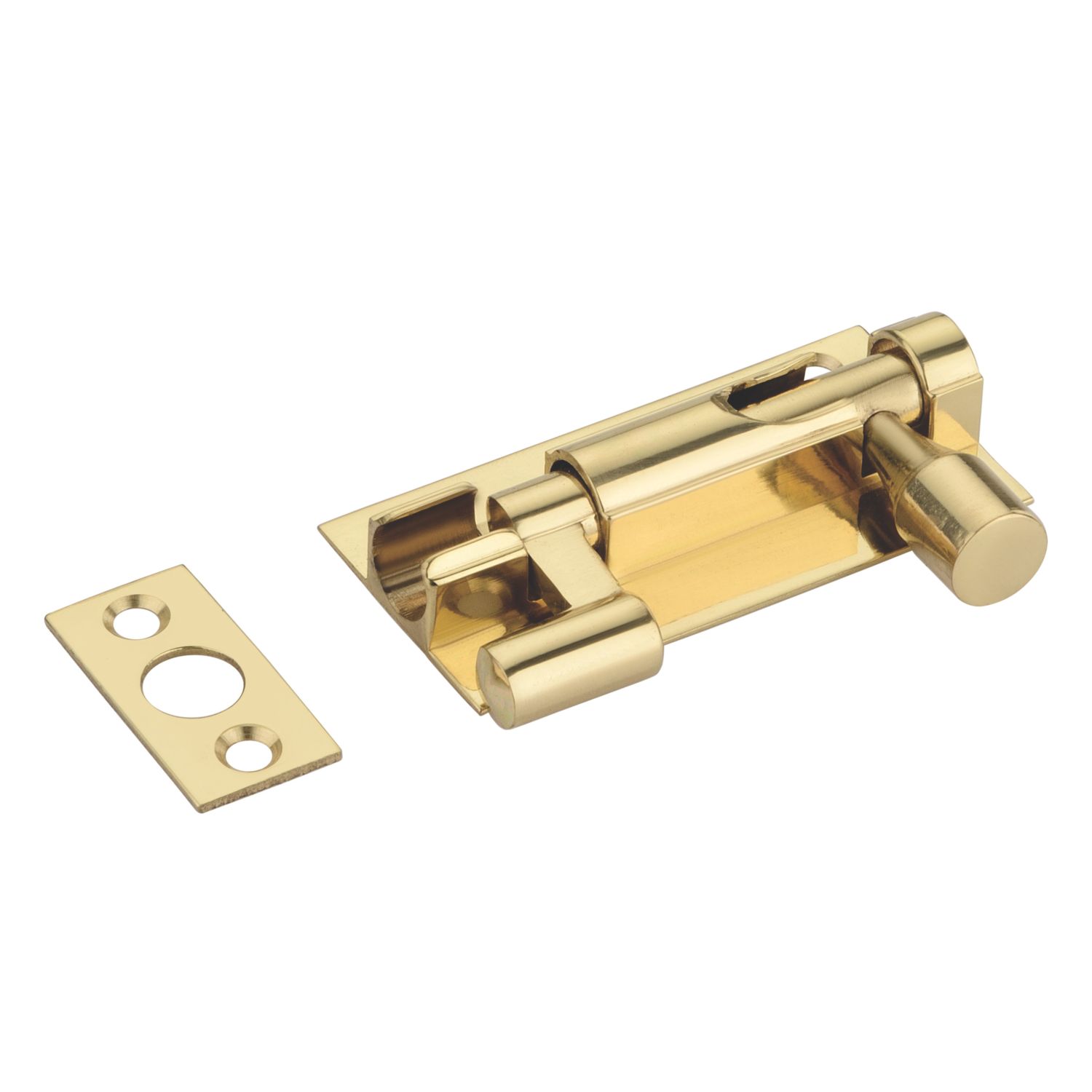 Smith & Locke Necked Door Bolt Polished Brass 50mm (535TL)