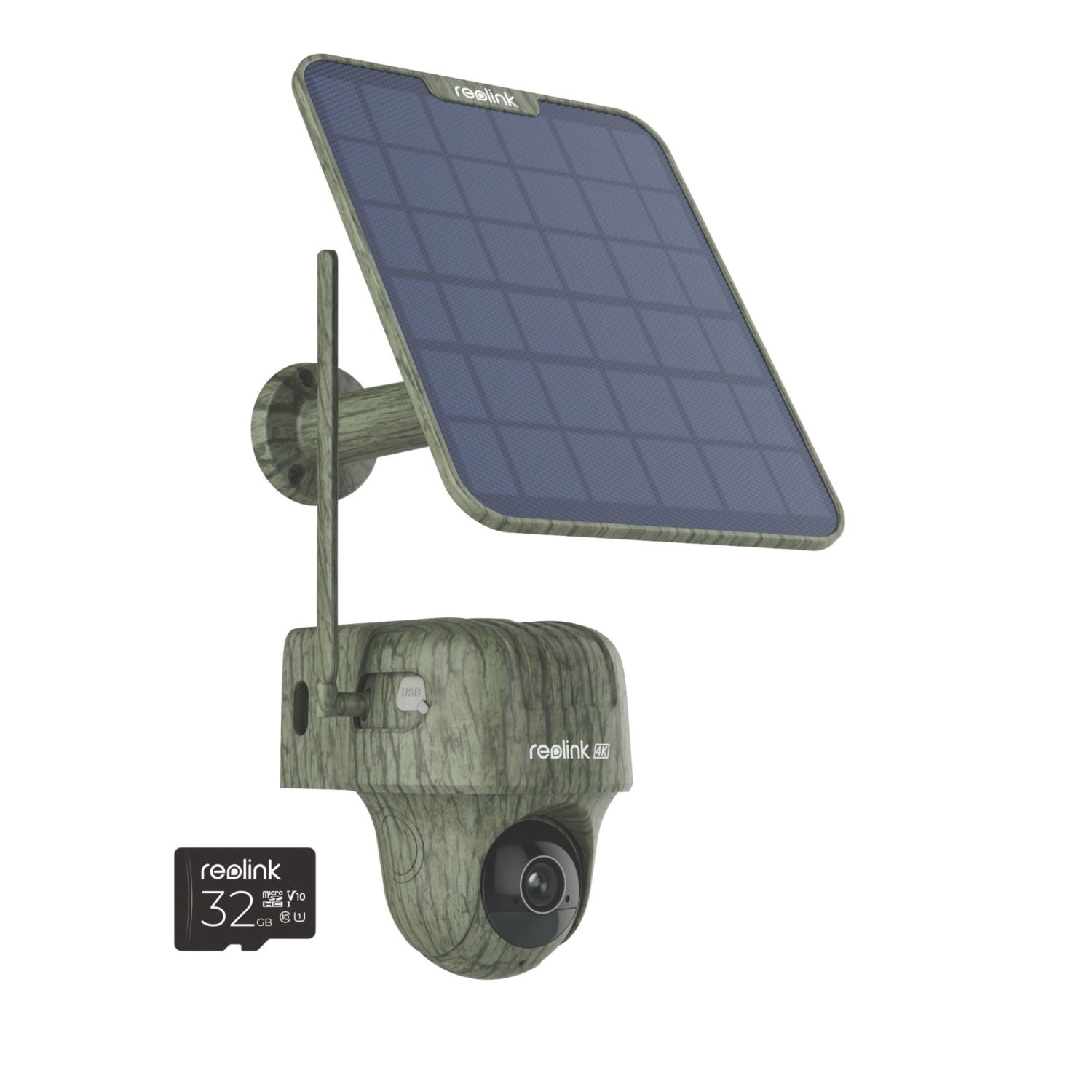 Reolink G450 Ranger Solar-Powered Black & Green Wired or Wireless 4K Indoor & Outdoor Cylinder Camera (536AK)