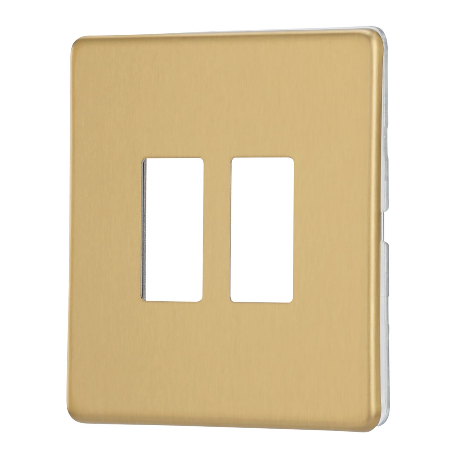 Contactum Lyric 2-Module Grid Faceplate Brushed Brass (536RP)