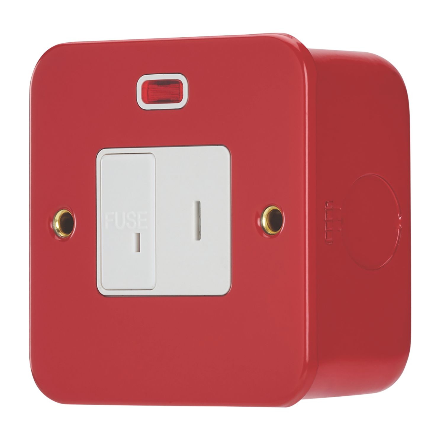 Contactum 13A Switched Metal Clad Secret Key Fused Spur with Neon Red with White Inserts (538RP)