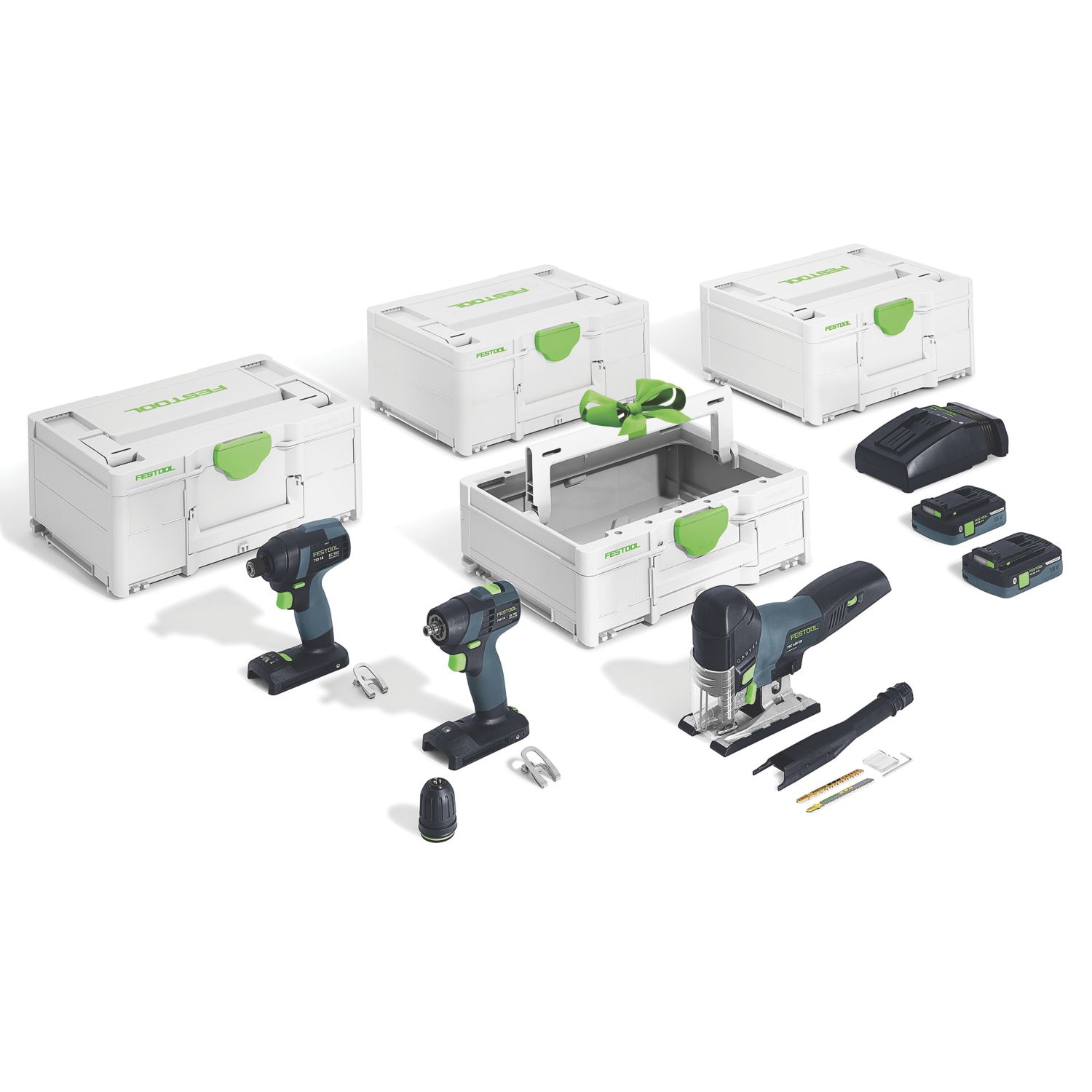 Festool 578030 18V 2 x 4.0Ah Li-Ion Airstream & Bluetooth Brushless Cordless 3 Piece Kit (539VR)