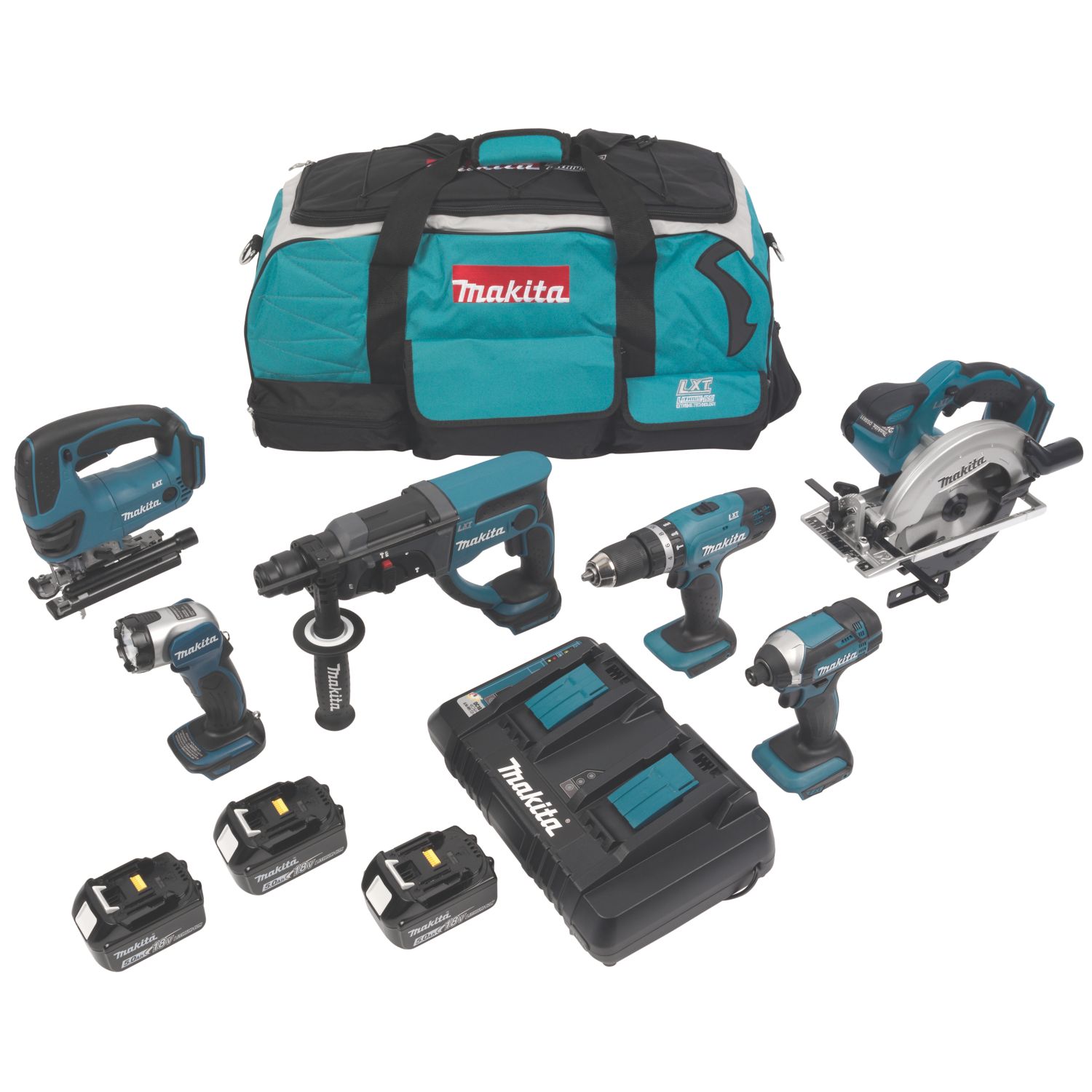 Makita DLX6068PT 18V 3 x 5.0Ah Li-Ion LXT Cordless 6-Piece Power Tool Kit (5410V)