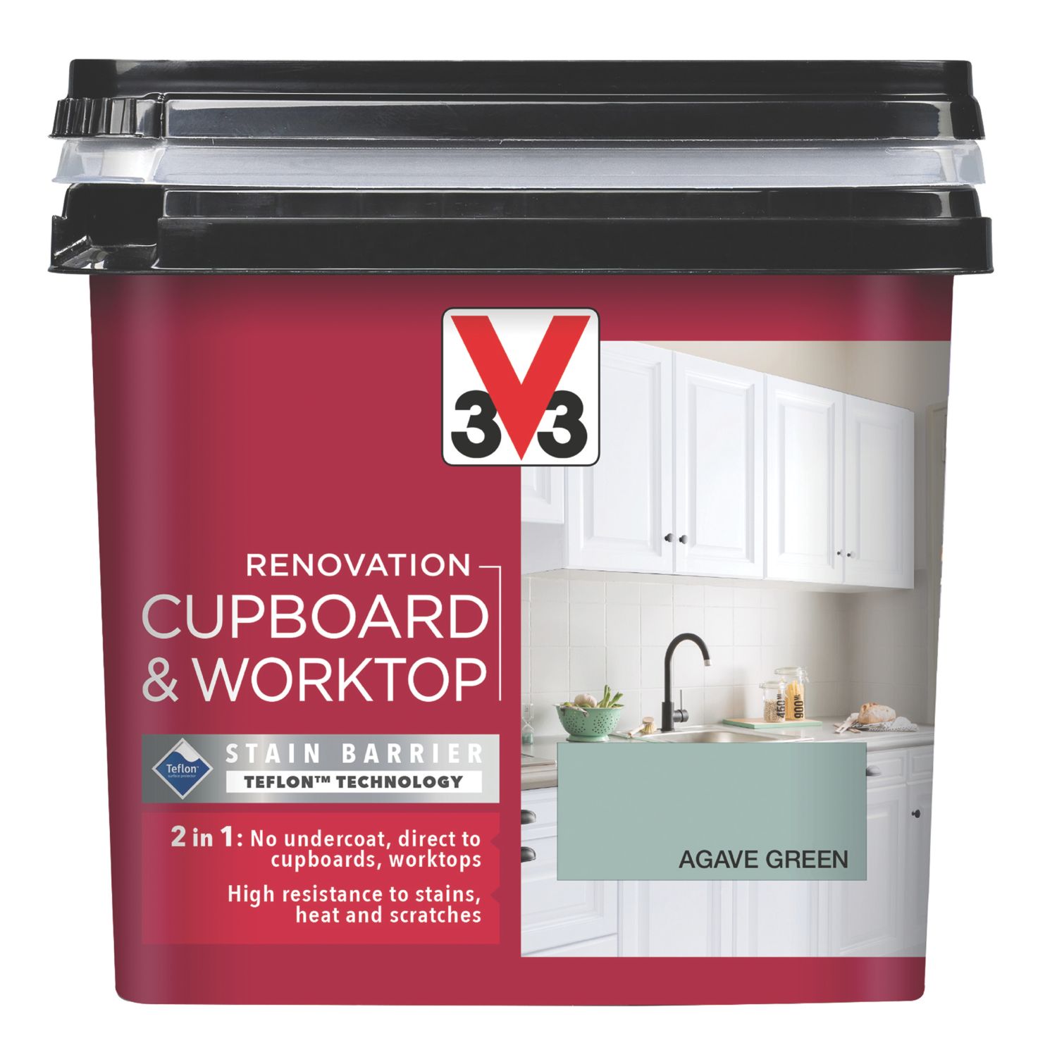 V33 750ml Agave Green Satin Kitchen Cupboard Paint (541FW)