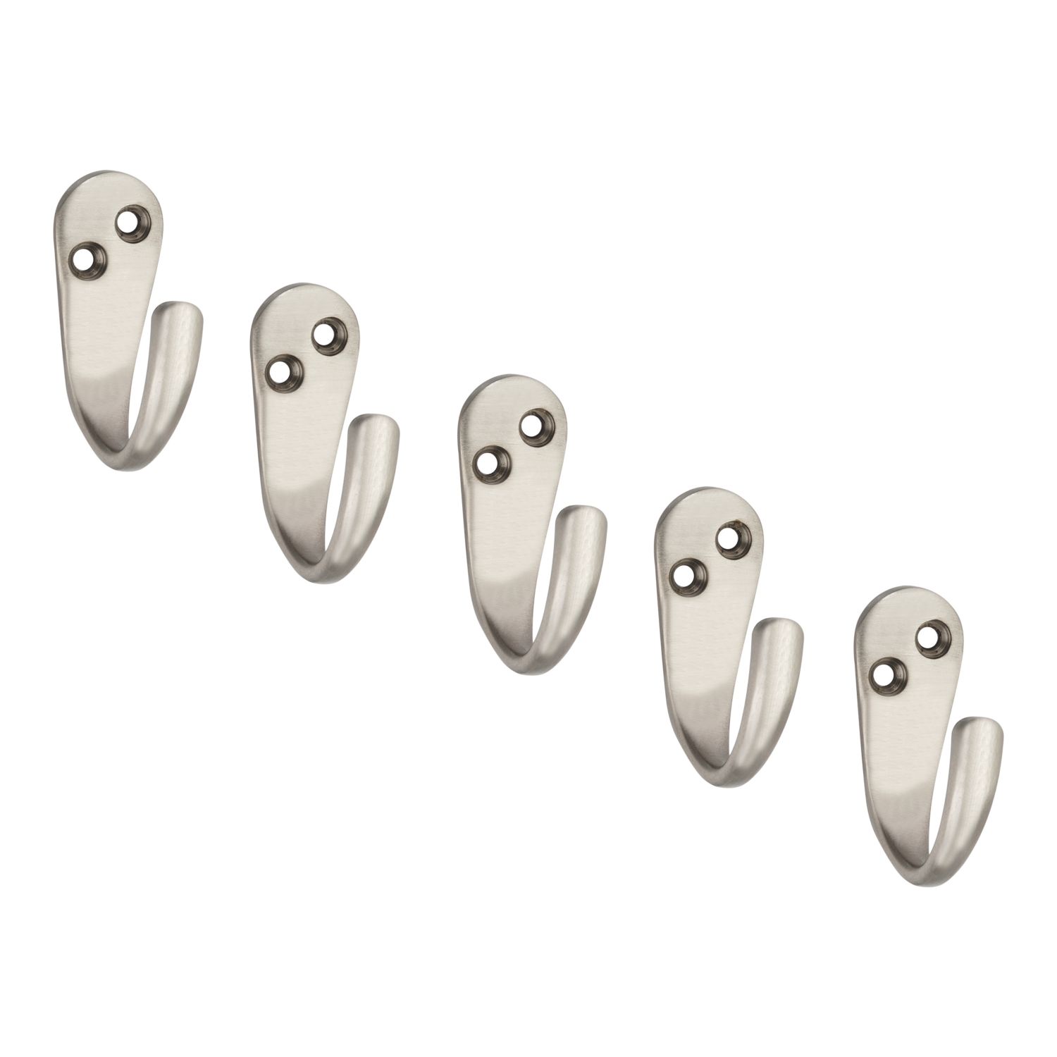 Essentials Single Hooks Satin Nickel 45mm 5 Pack (541TE)
