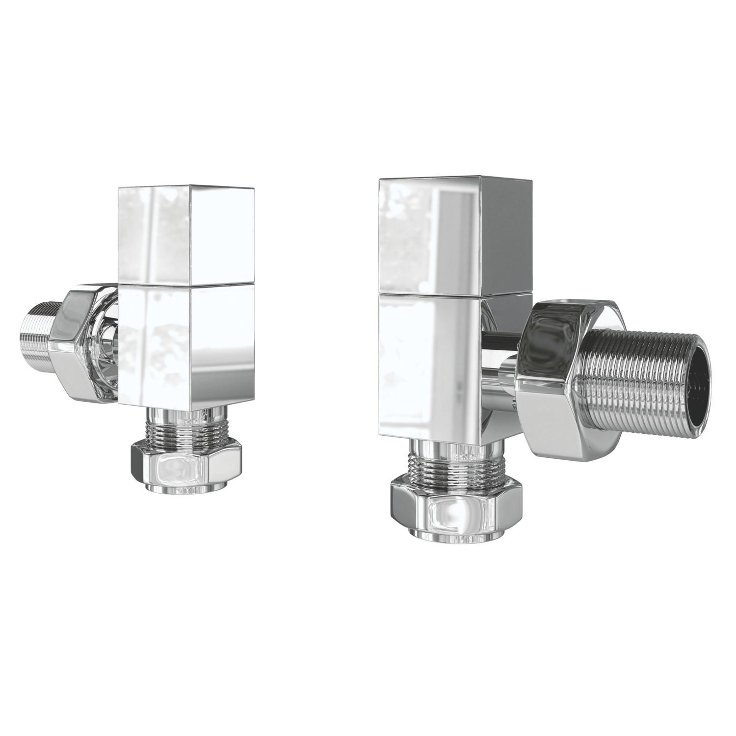 ETAL Swelt 15mm x 1/2" Chrome Angled Designer Manual Radiator Valve Head & Body 2 Pack (542VV)