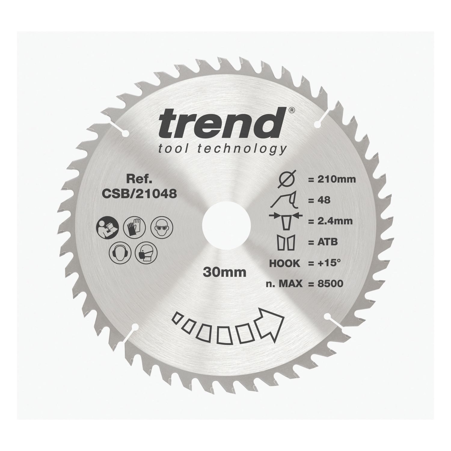 Trend CSB/21048 Wood Circular Saw Blade 210mm x 30mm 48T (542XG)