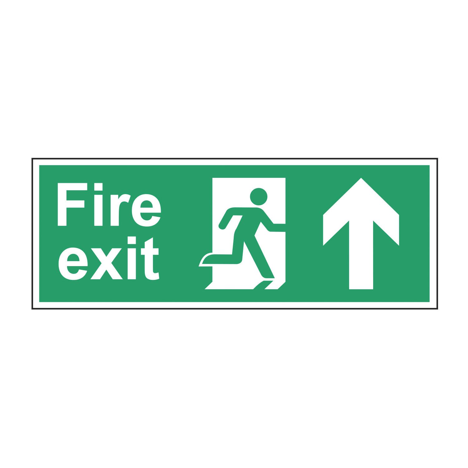 Essentials Non Photoluminescent "Fire Exit Man Up Arrow" Sign 150mm x 400mm (543FG)
