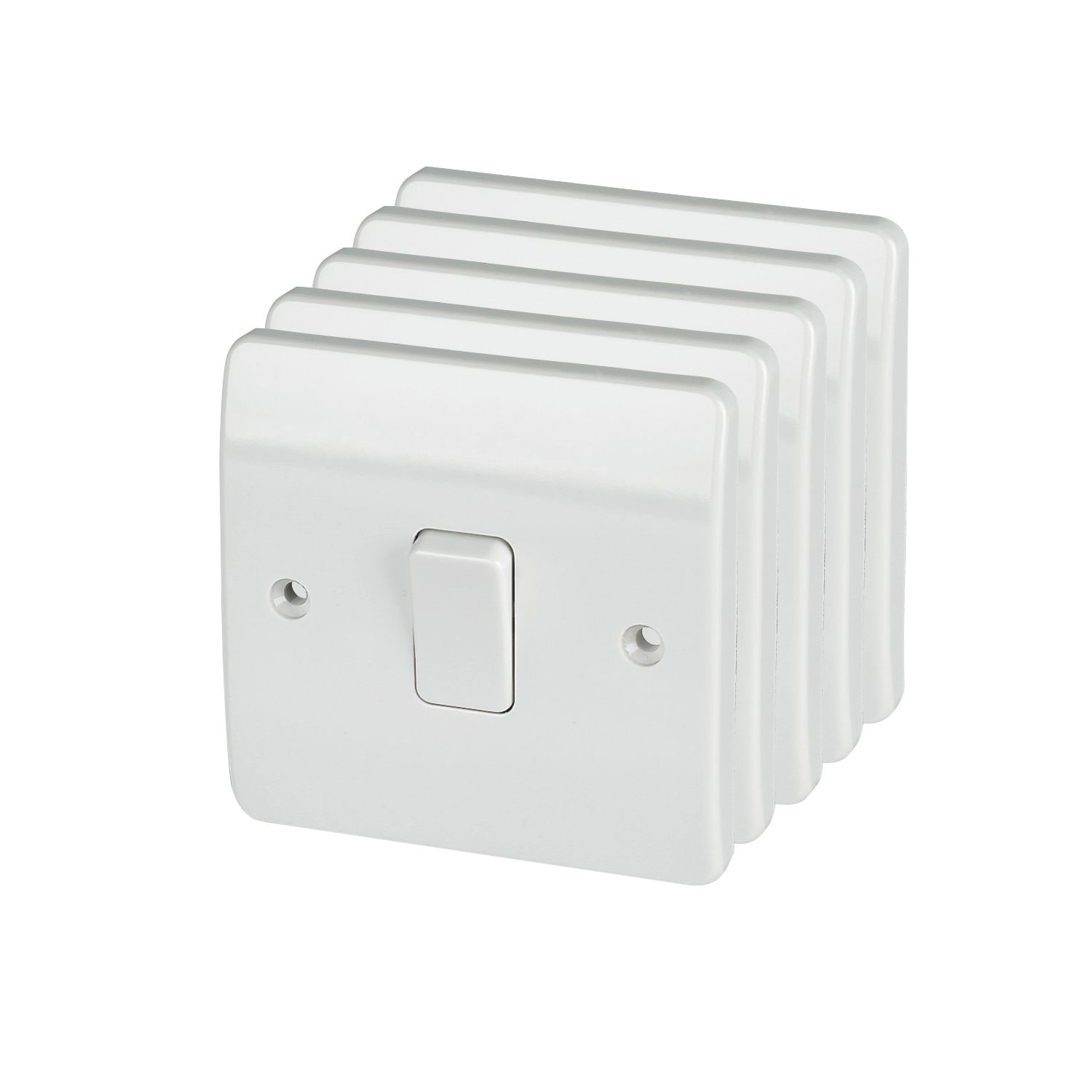 MK Logic Plus 10AX 1-Gang 1-Way Light Switches White 5 Pack (54564)