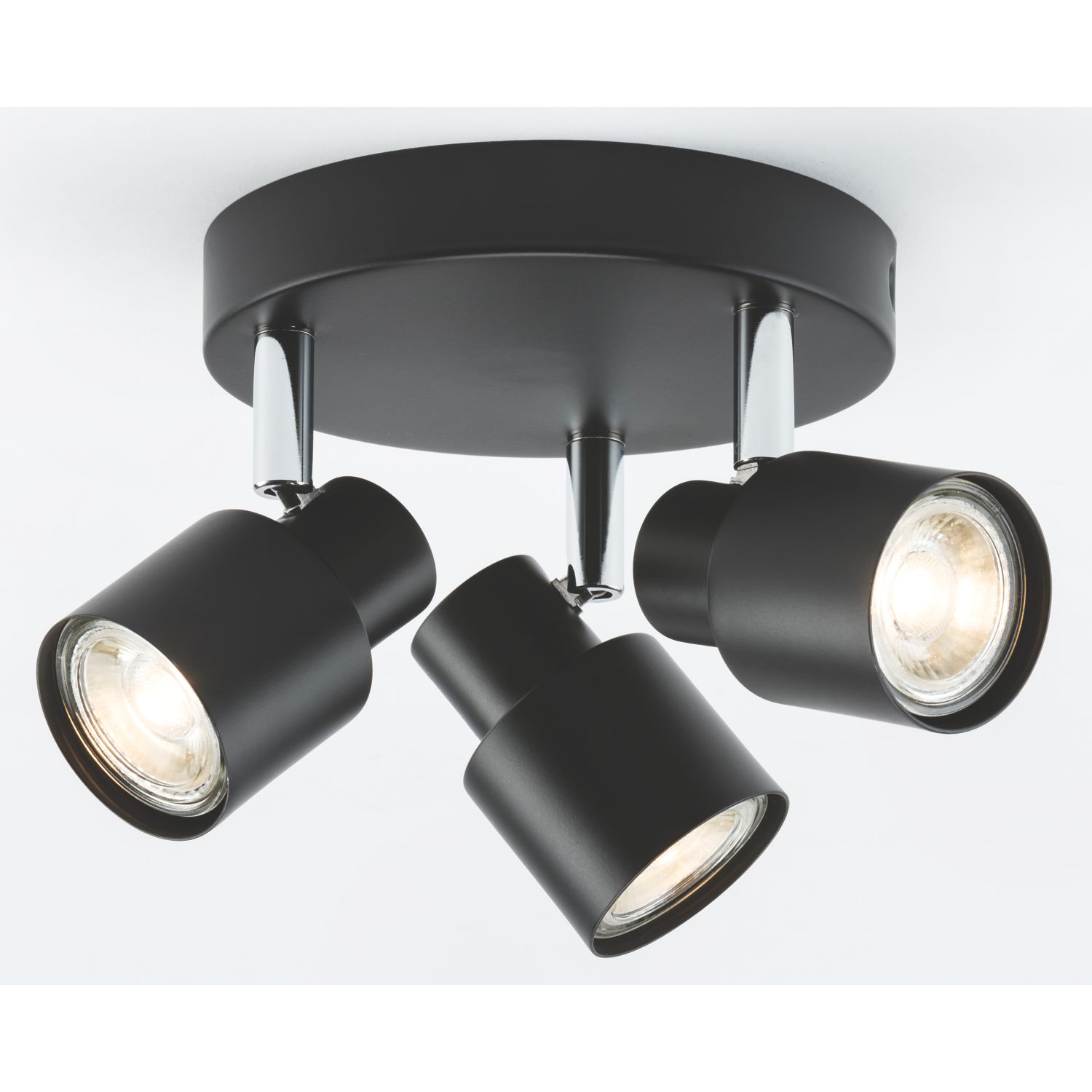 Knightsbridge Round 3-Light Triple GU10 Ceiling Spotlight Matt Black (545GA)