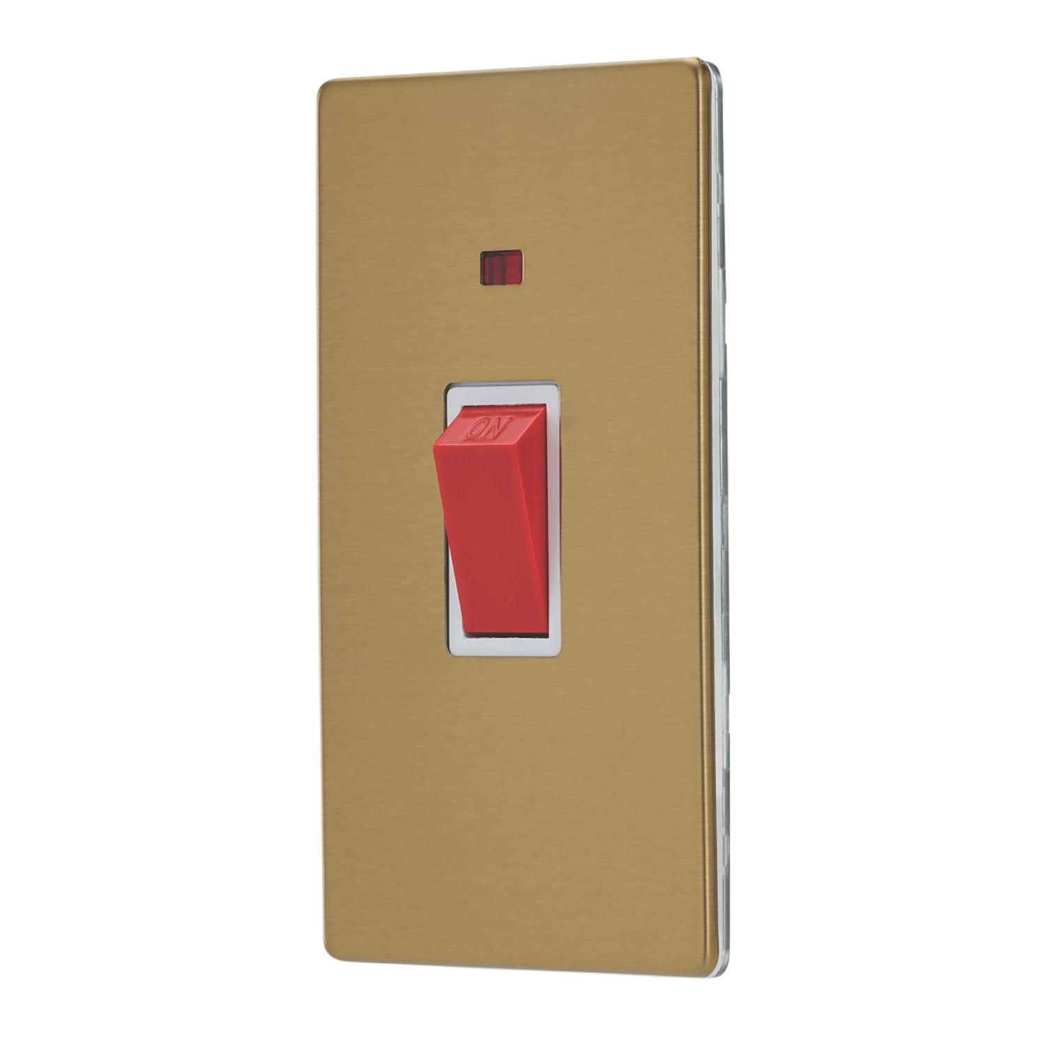 Contactum Lyric 45A 1-Gang DP Control Switch Brushed Brass with Neon with White Inserts (546RK)