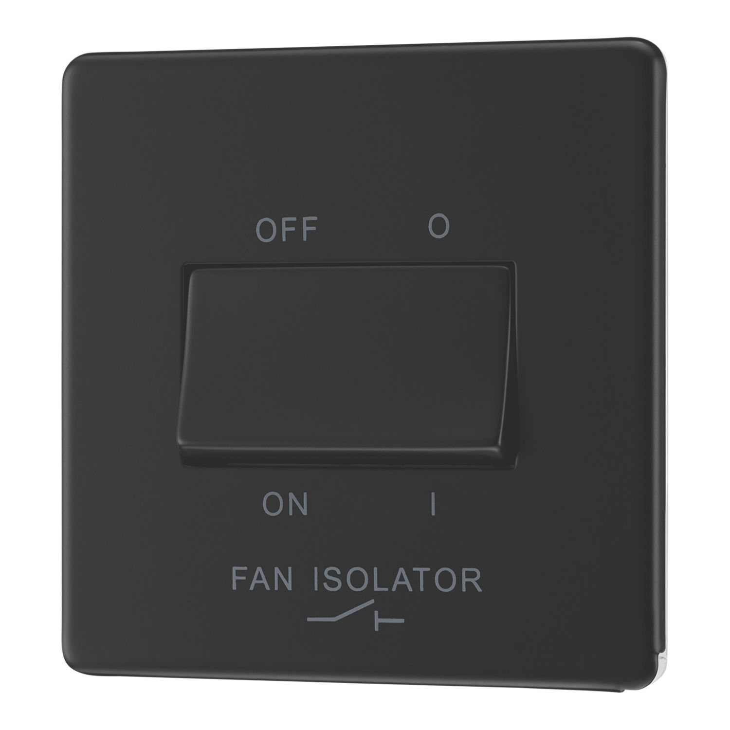 LAP 10A 1-Gang 3-Pole Fan Isolator Switch Matt Black with Colour-Matched Inserts (549PN)