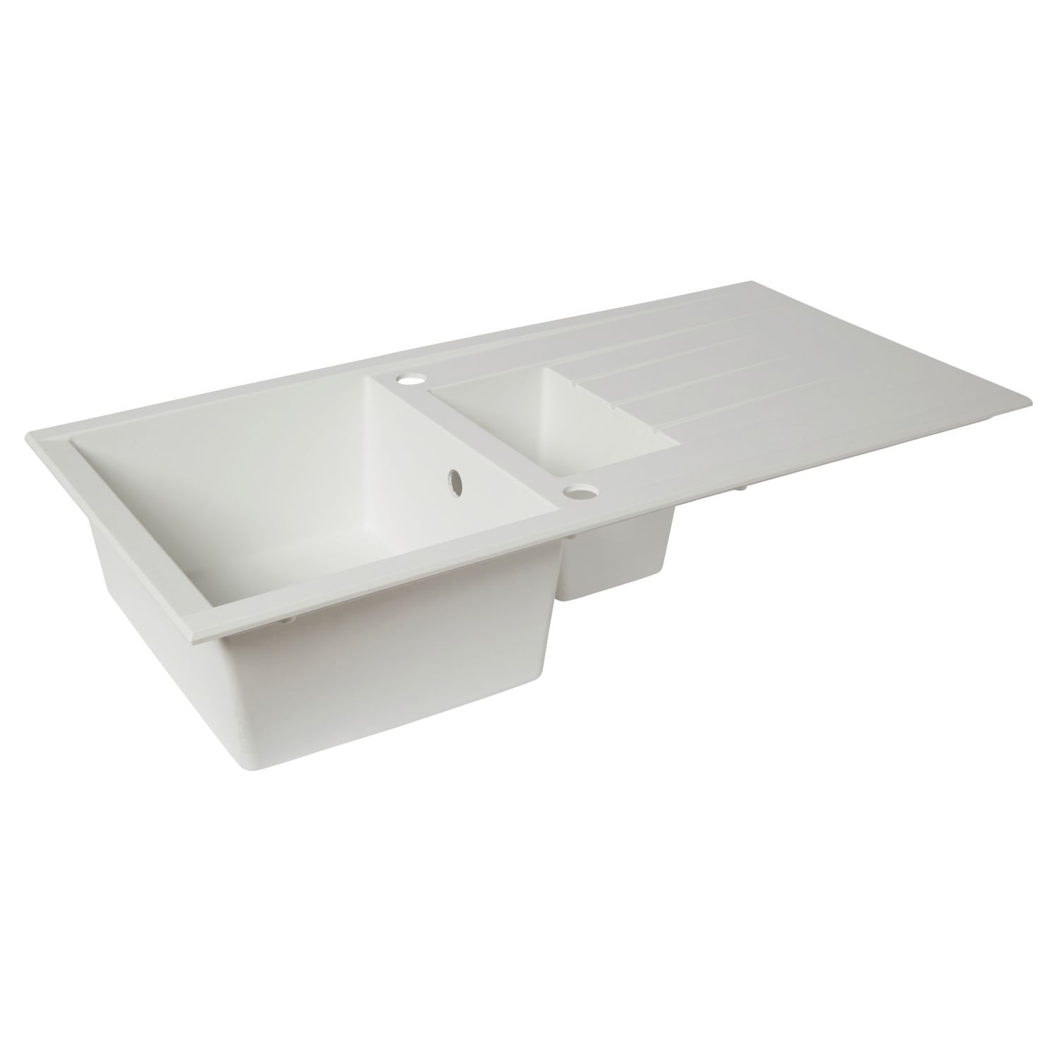 1.5 Bowl Plastic & Resin Kitchen Sink & Drainer White Reversible 1000mm x 500mm (5504K)