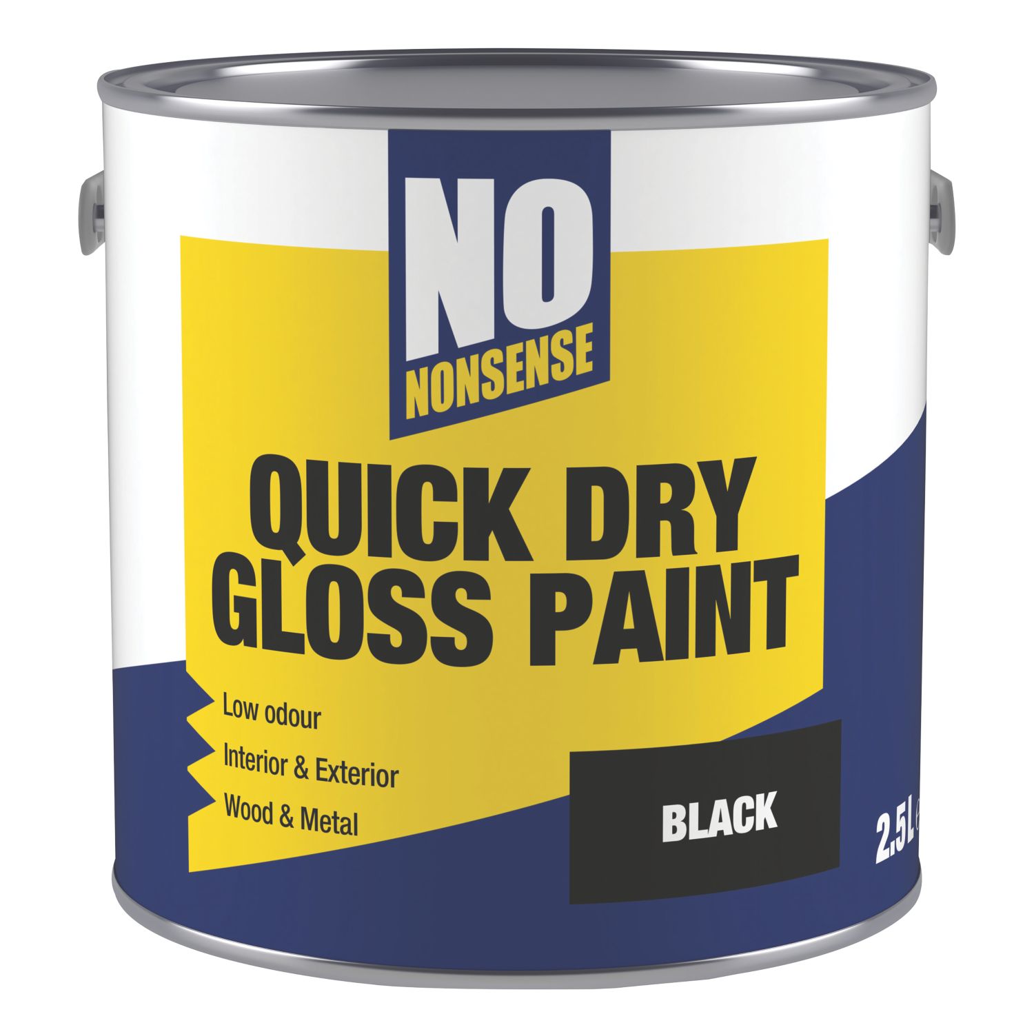 No Nonsense 2.5Ltr Black Gloss Water-Based Trim Paint (5504X)