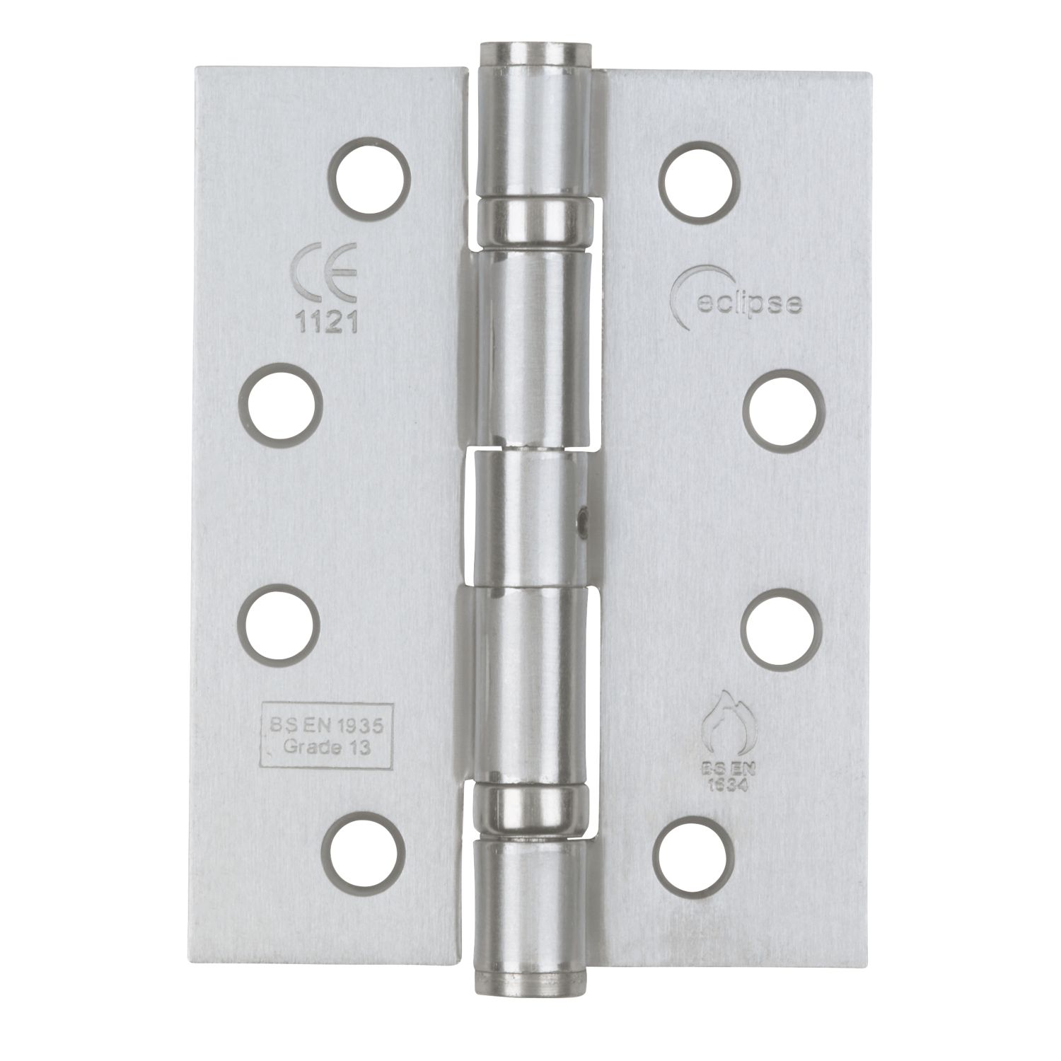 Eclipse Satin Chrome Grade 13 Fire Rated Ball Bearing Hinges 102mm x 76mm 2 Pack (5532J)