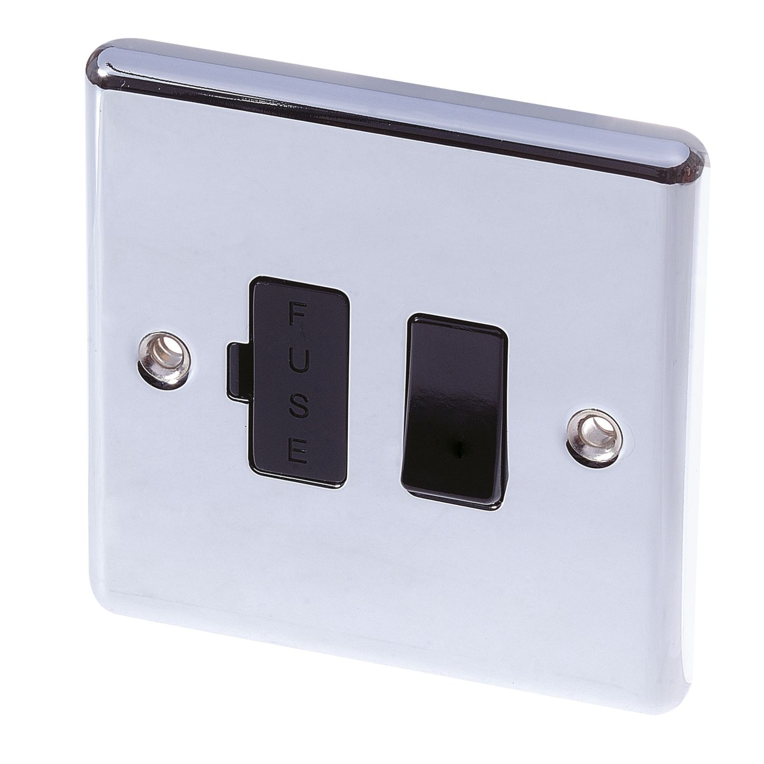 LAP 13A Switched Fused Spur Polished Chrome with Black Inserts (55345)