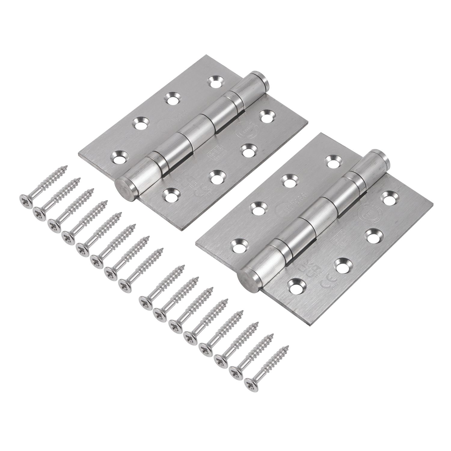 Eclipse Satin Stainless Steel Grade 14 Fire Rated Ball Bearing Hinges 102mm x 76mm 2 Pack (553KW)