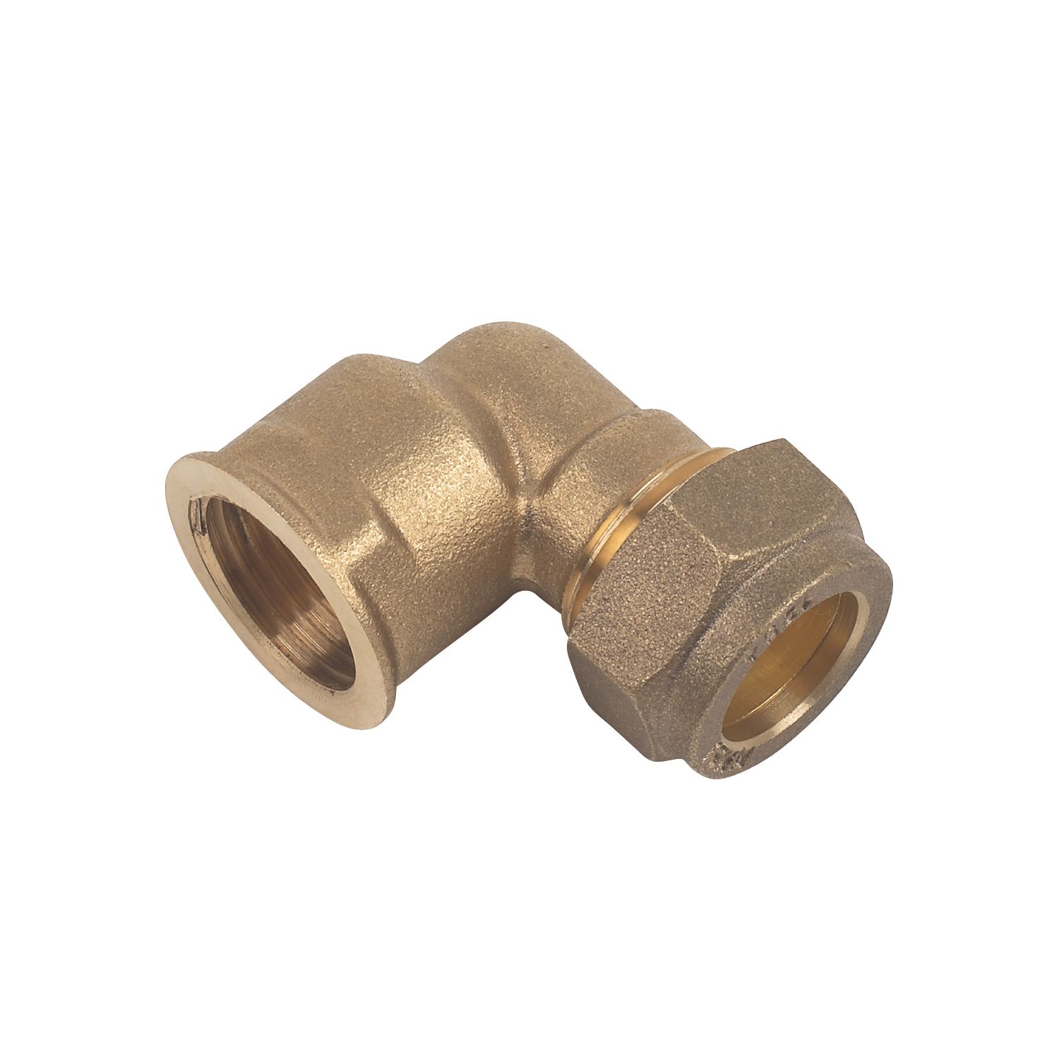 Flomasta Brass Compression Adapting 90° Female Elbow 15mm x 1/2" (55471)